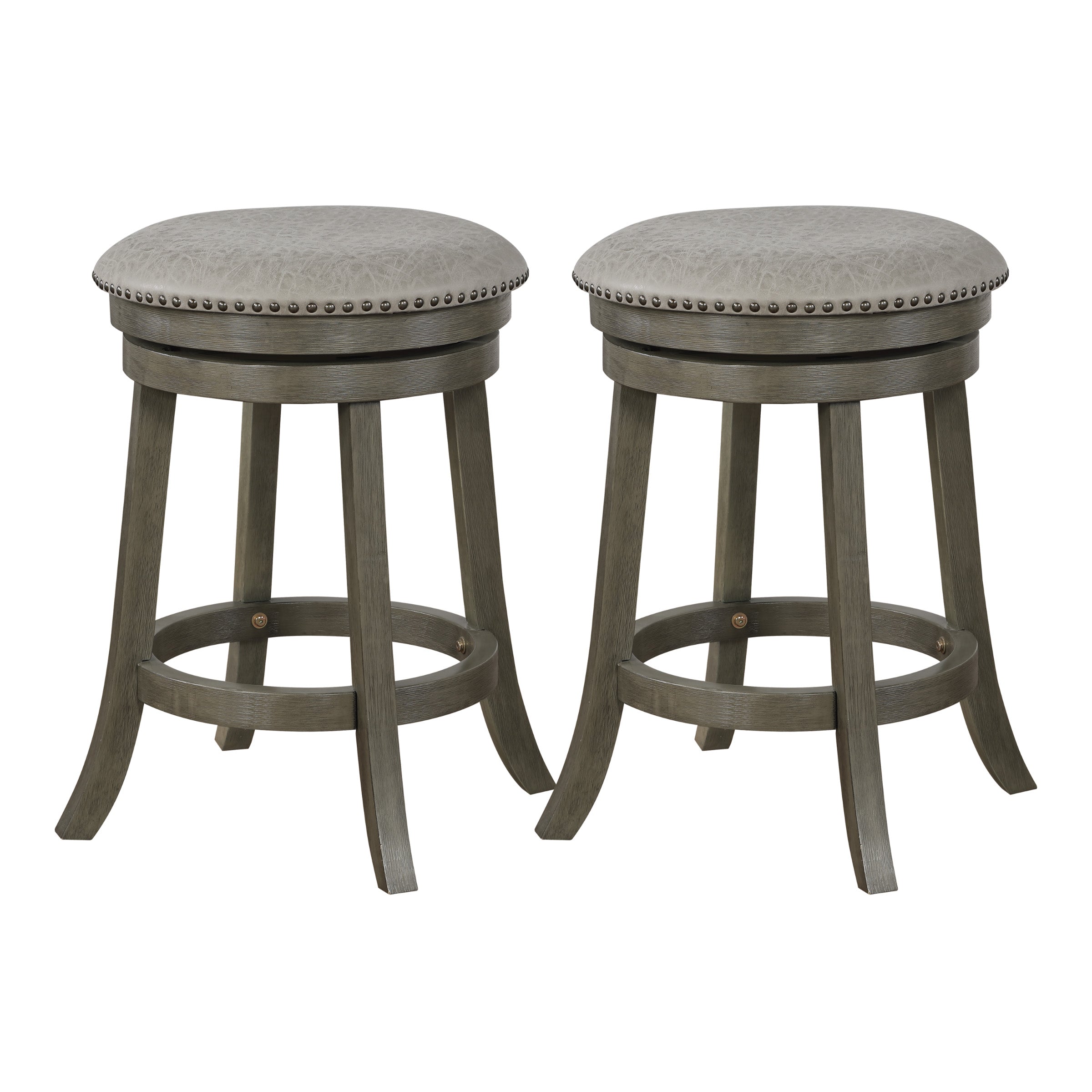 Round Backless Swivel Stool 2 Pack - Dove / Antique Grey