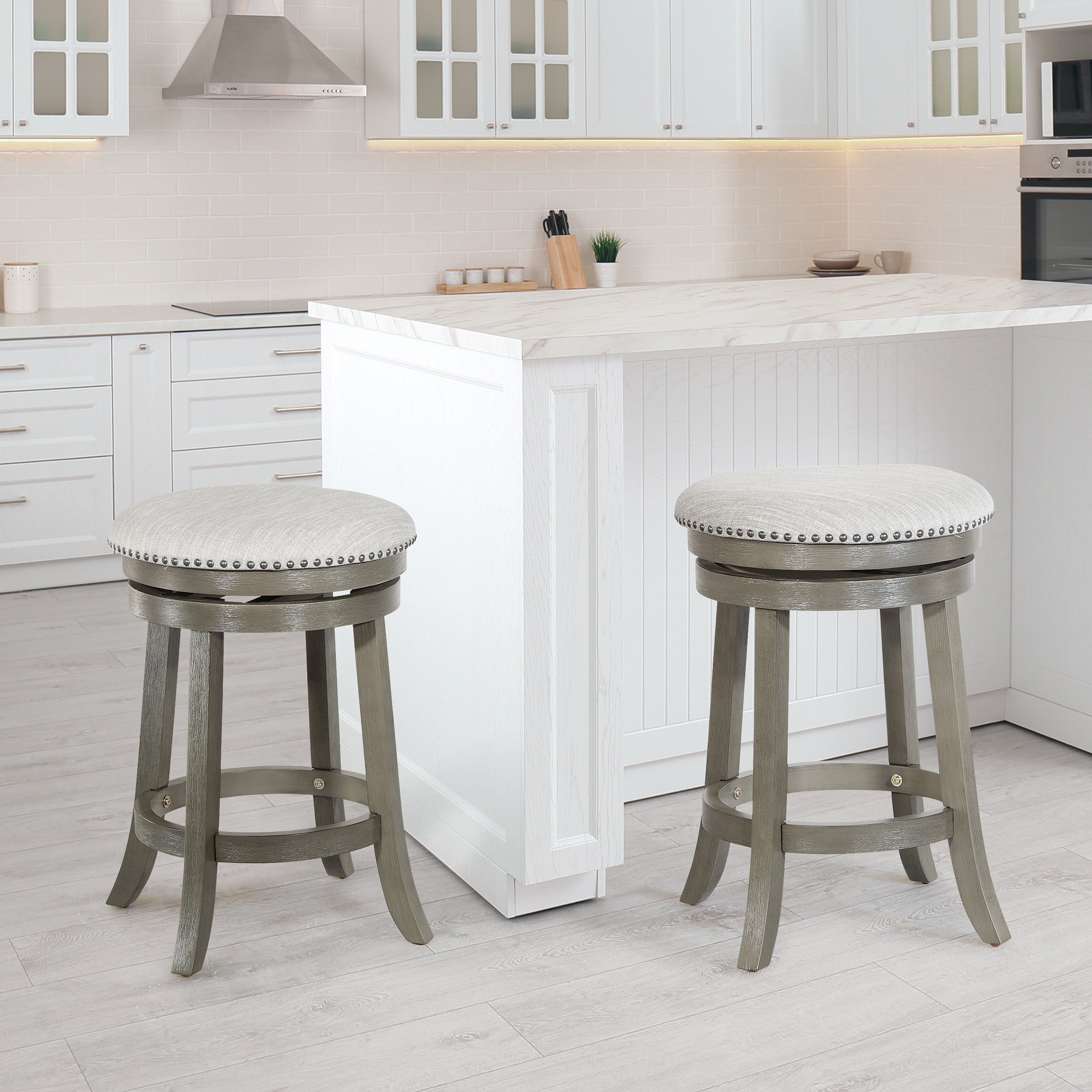 Round Backless Swivel Stool 2-Pack - Grey