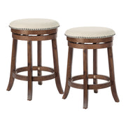 Round Backless Swivel Stool 2-Pack - Burnt Brown