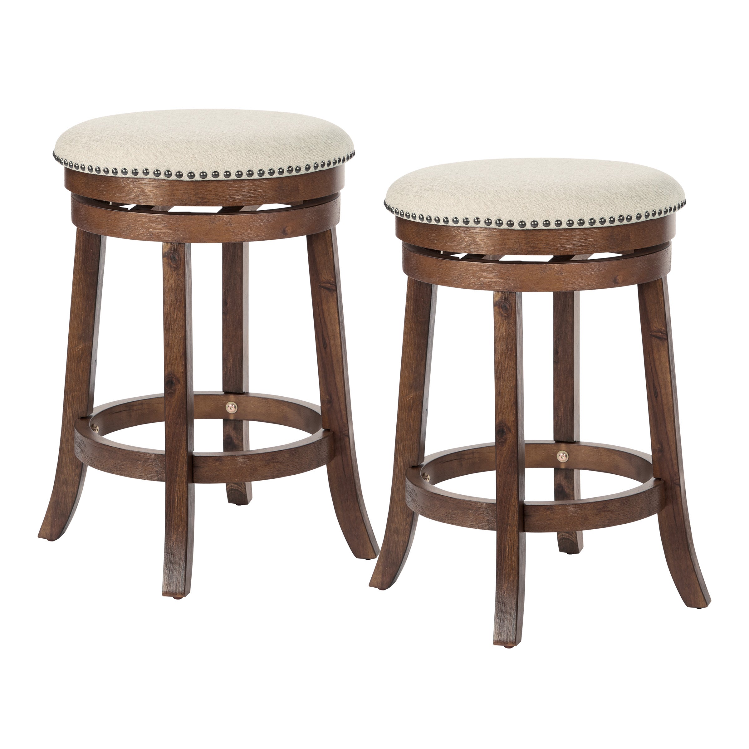 Round Backless Swivel Stool 2-Pack - Burnt Brown