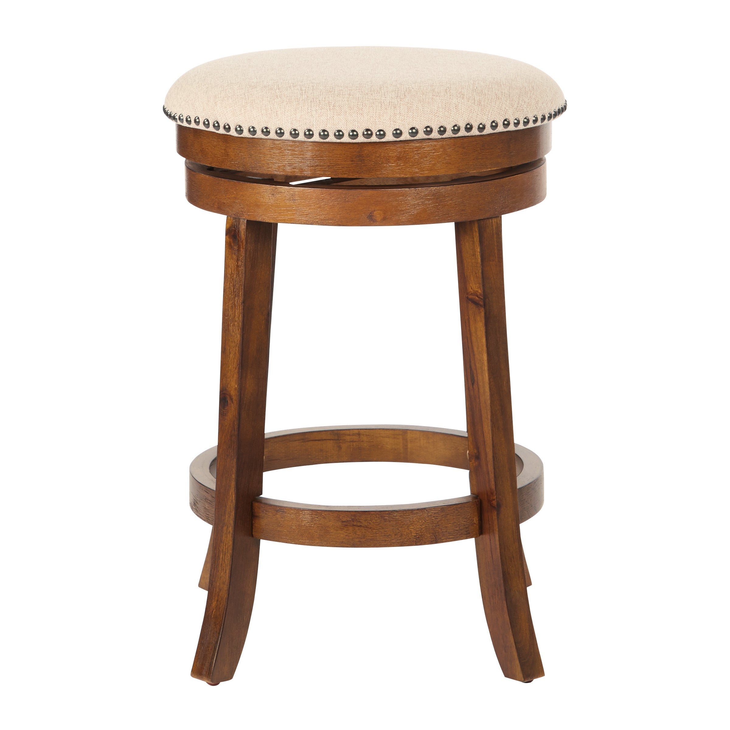 Round Backless Swivel Stool 2-Pack - Burnt Brown