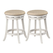 Round Backless Swivel Stool 2-Pack - Beige / White Washed