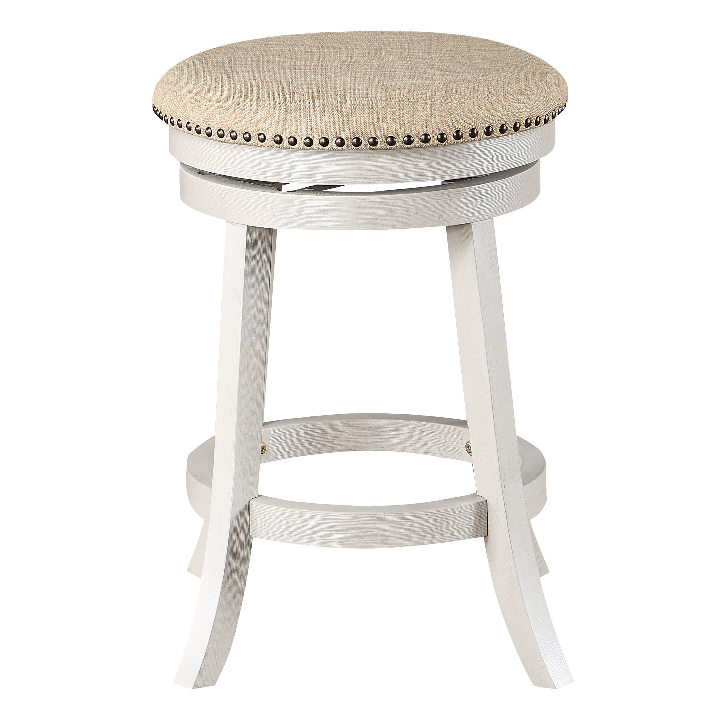 Round Backless Swivel Stool 2-Pack - Beige / White Washed