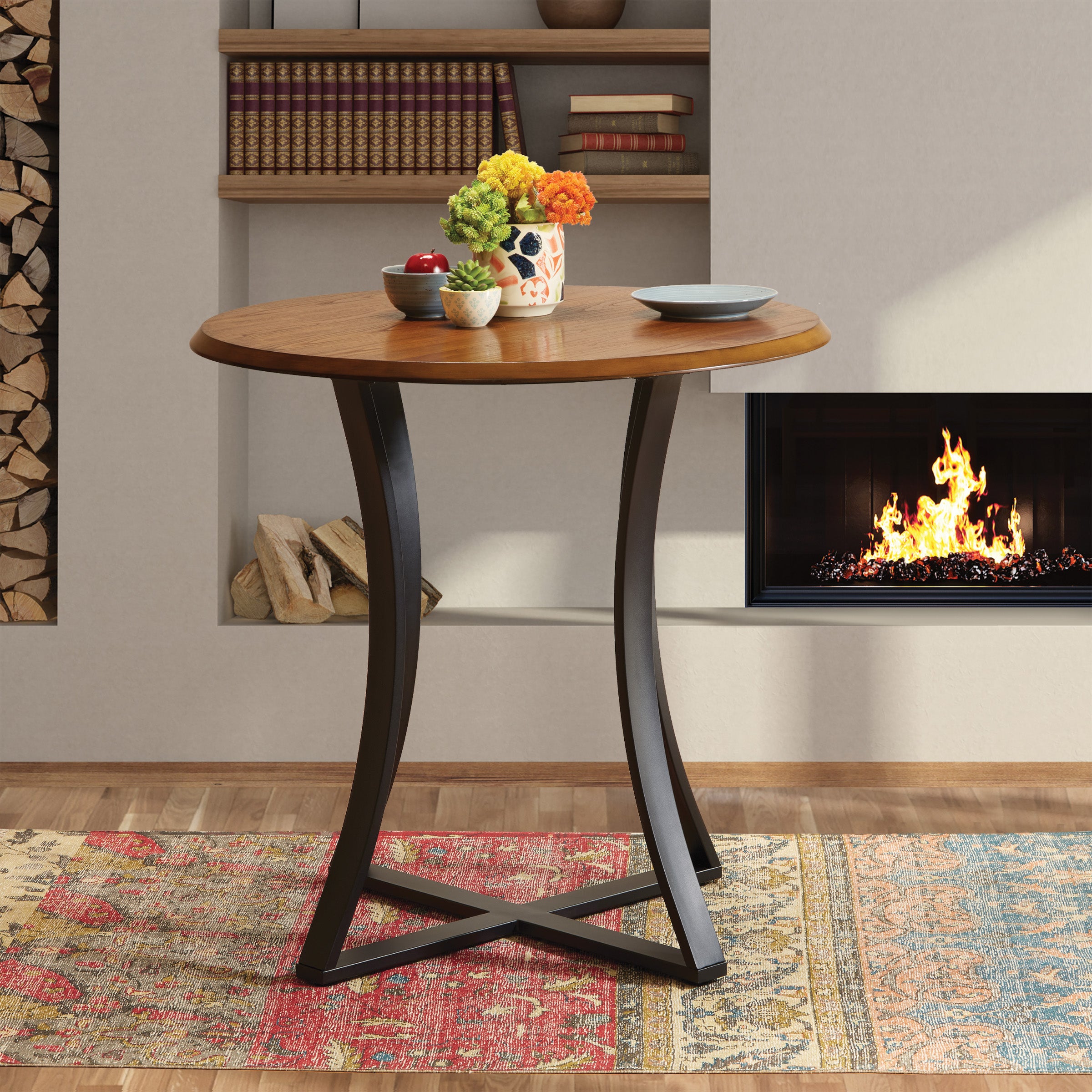 Metro Counter Height Table - Oak Veneer/Black