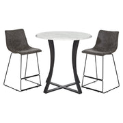 Metro 3-Piece Counter Height Table  - Faux Marble/Charcoal