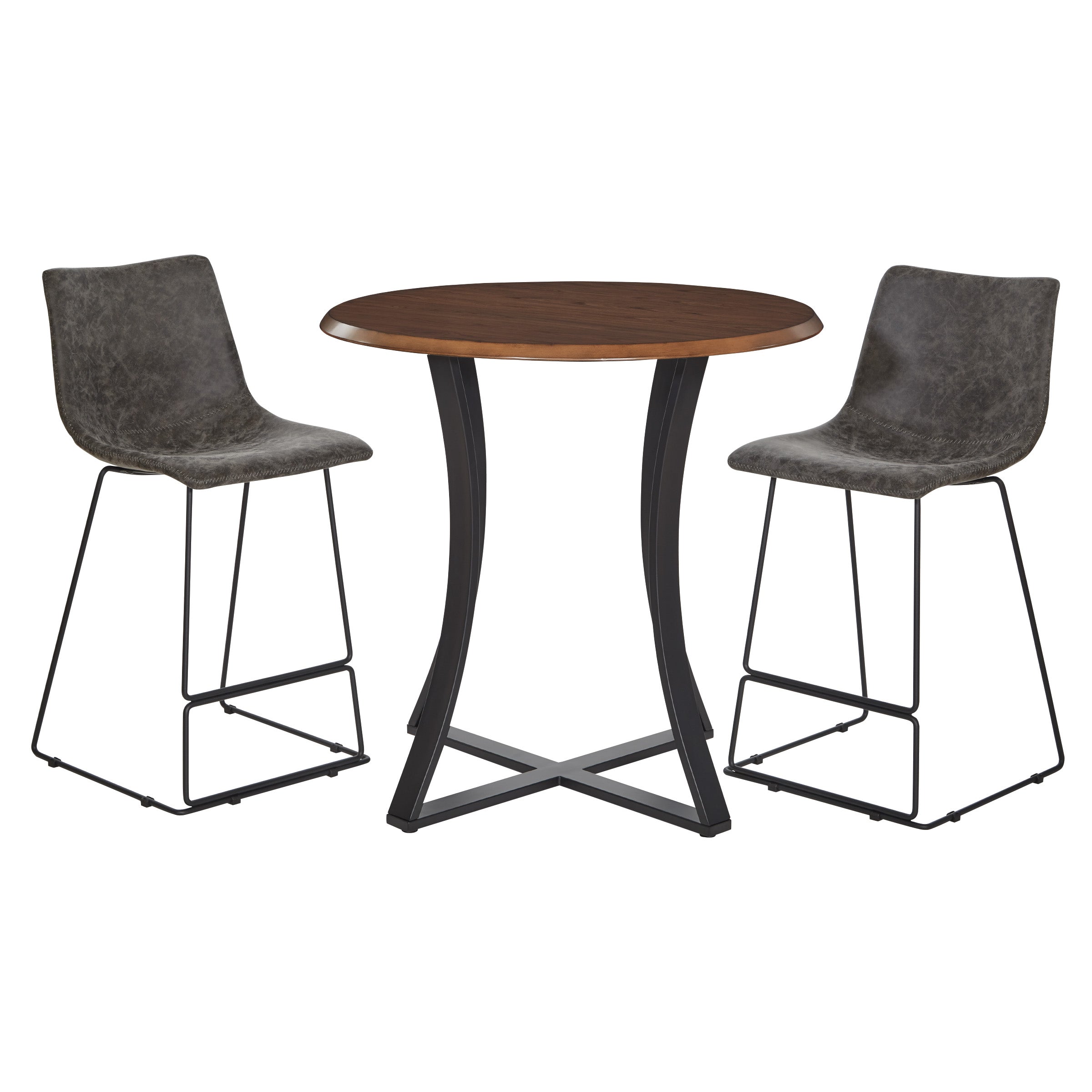 Metro 3-Piece Counter Height Table  - Oak Veneer/Charcoal