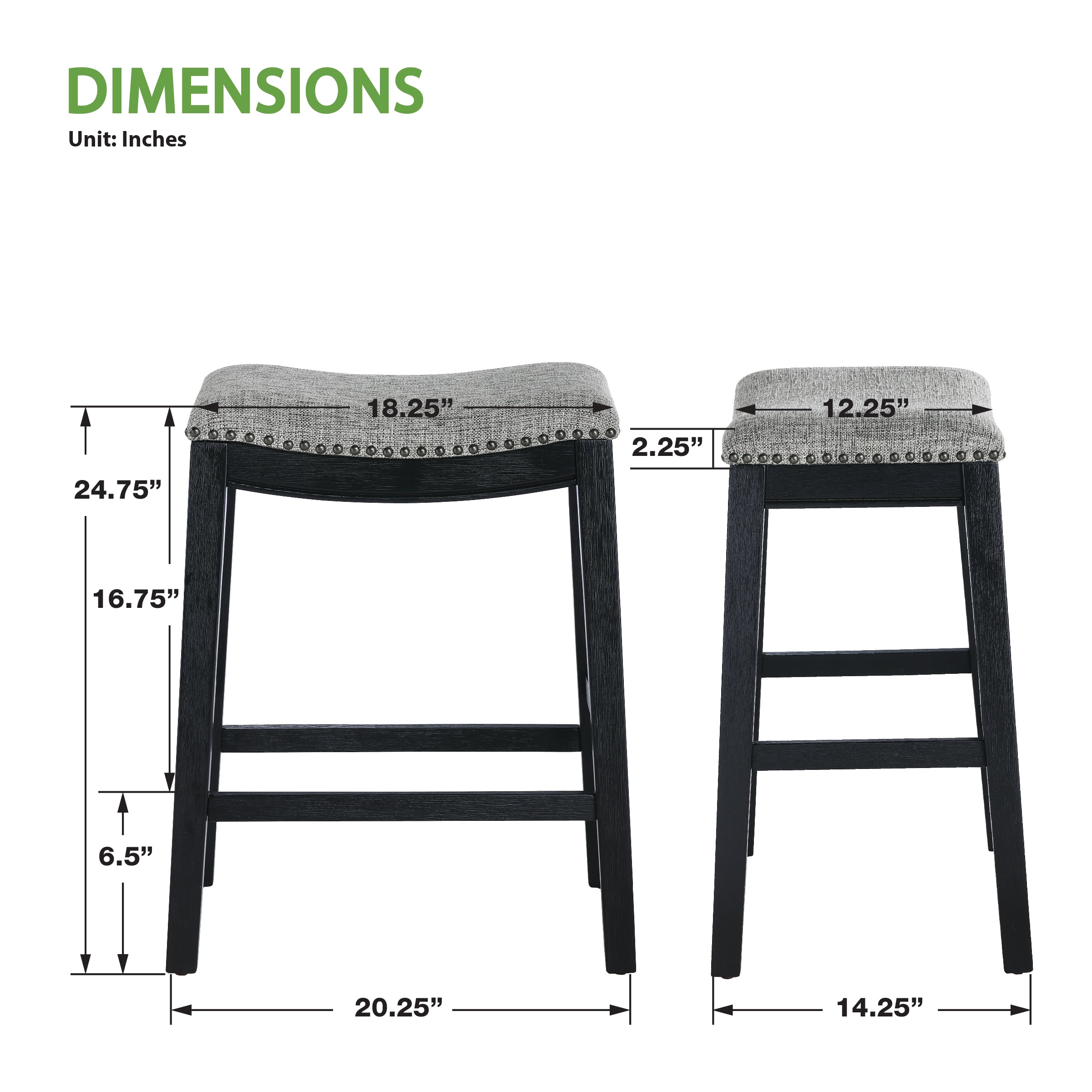24" Saddle Stool 2-pack - Graphite