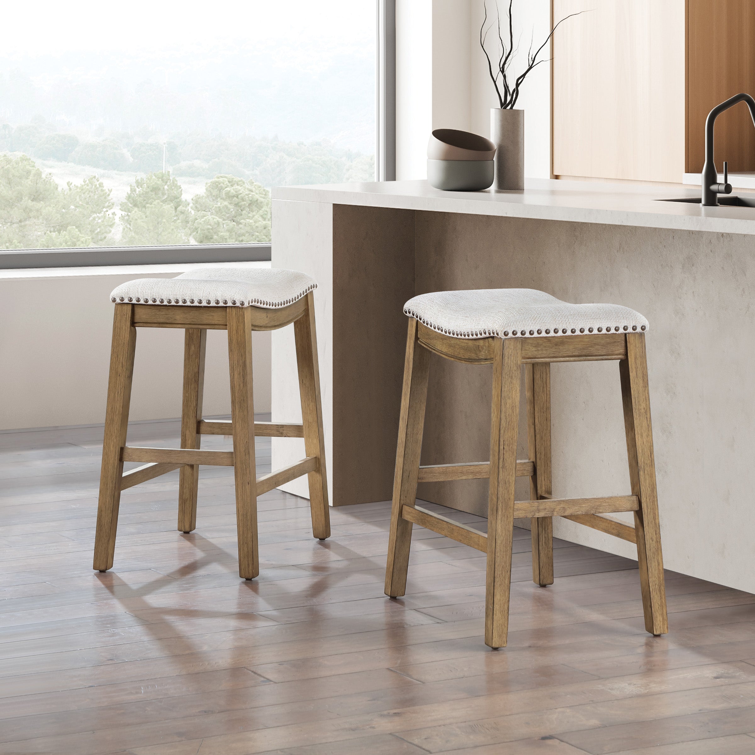 24" Saddle Stool 2-pack - Linen