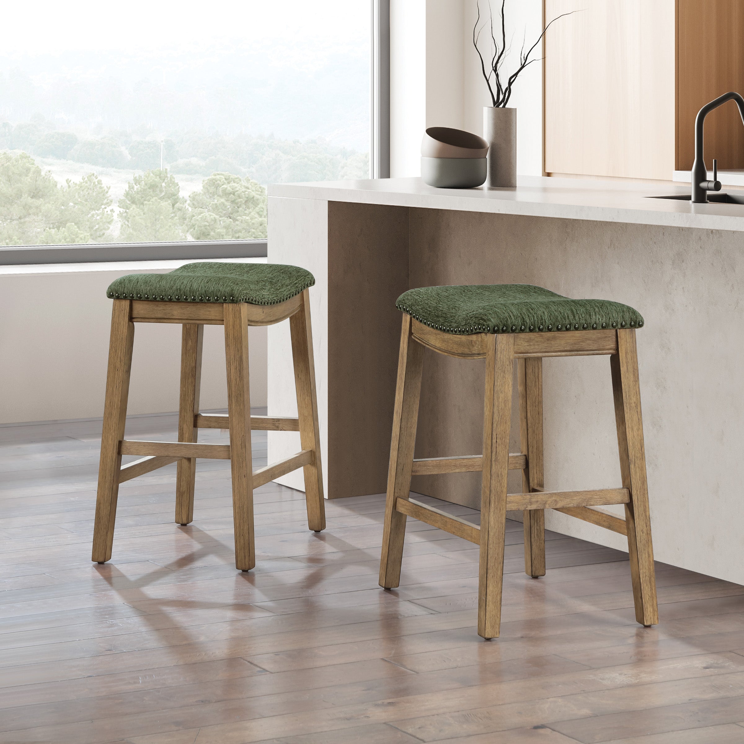24" Saddle Stool 2-pack - Pine