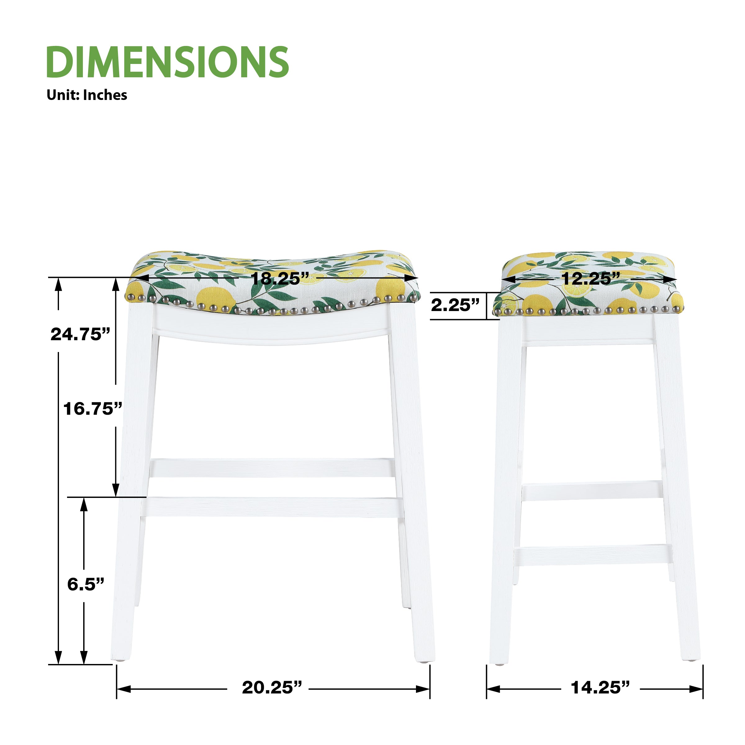 24" Saddle Stool 2-pack - Lemons