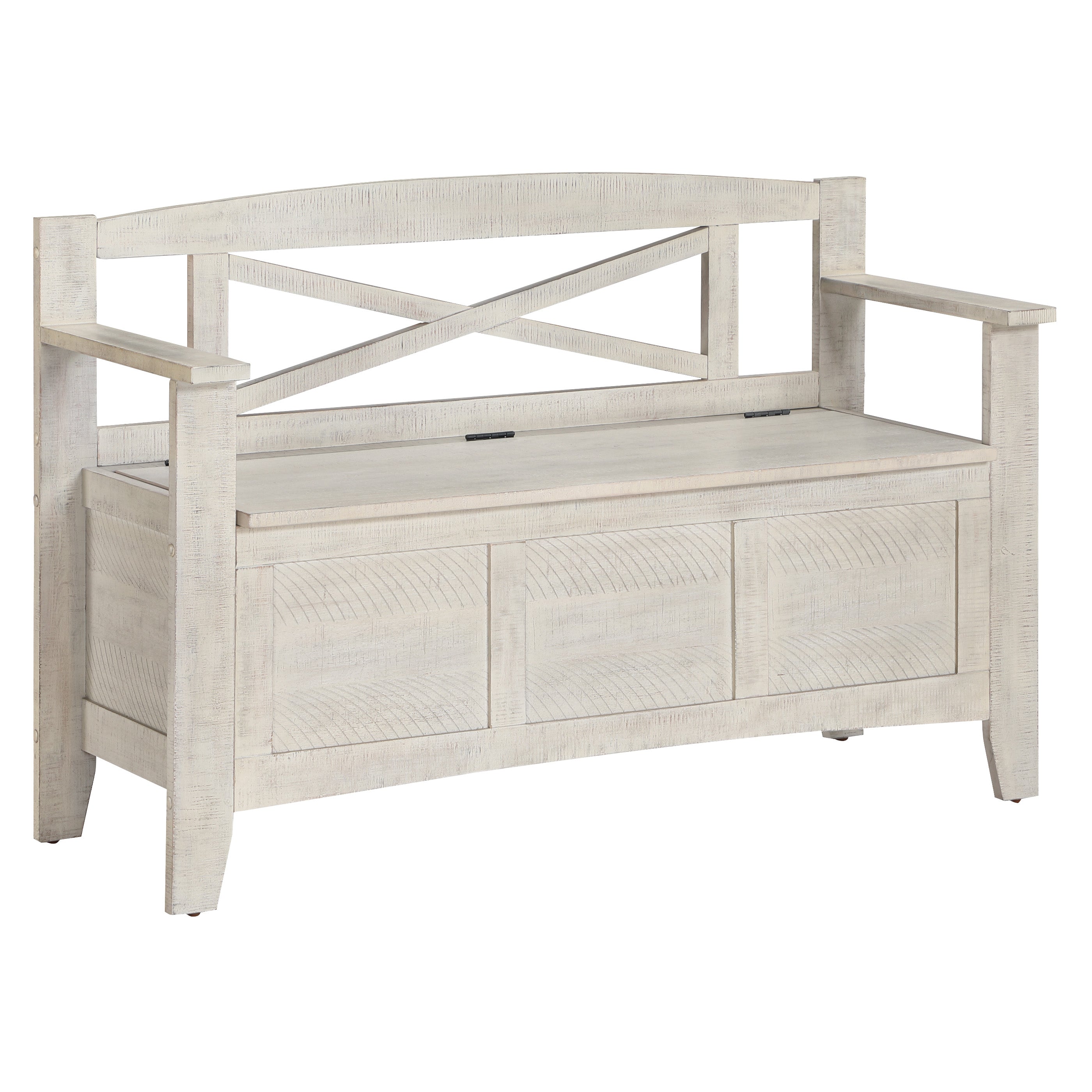 Metro Entry Way Bench - Distressed White