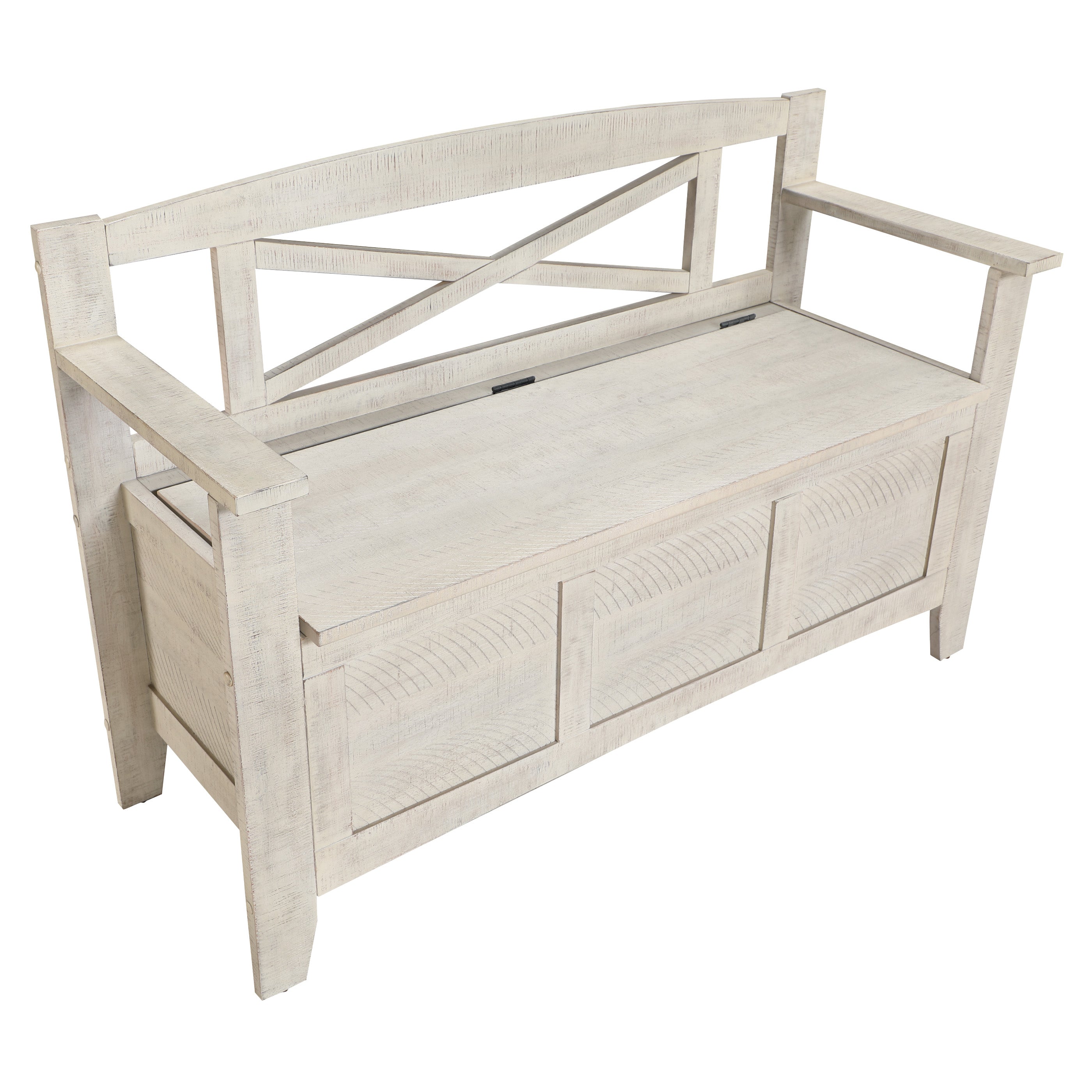 Metro Entry Way Bench - Distressed White