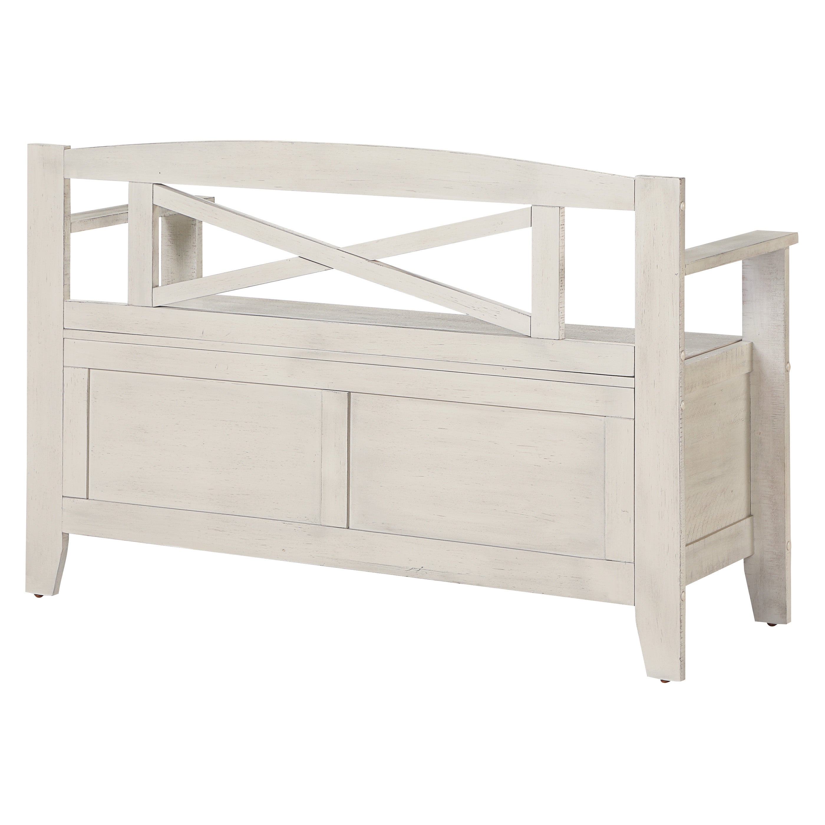 Metro Entry Way Bench - Distressed White
