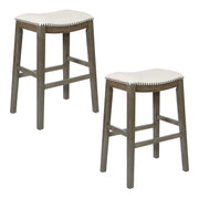Saddle Stool 30" 2-Pack - Linen / Antique Grey