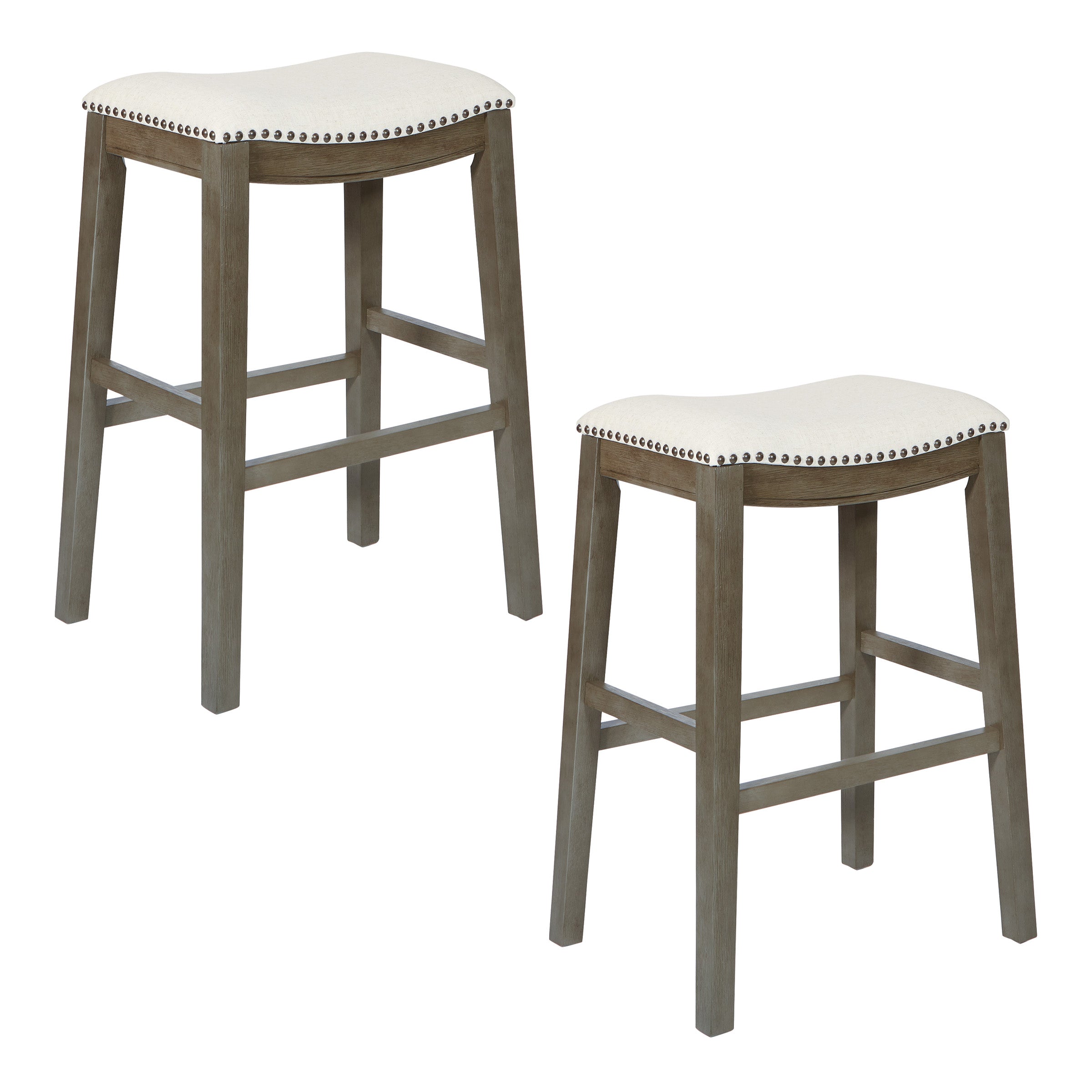 Saddle Stool 30" 2-Pack - Linen / Antique Grey