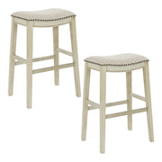 Saddle Stool 30" 2-Pack - Beige / Antique White