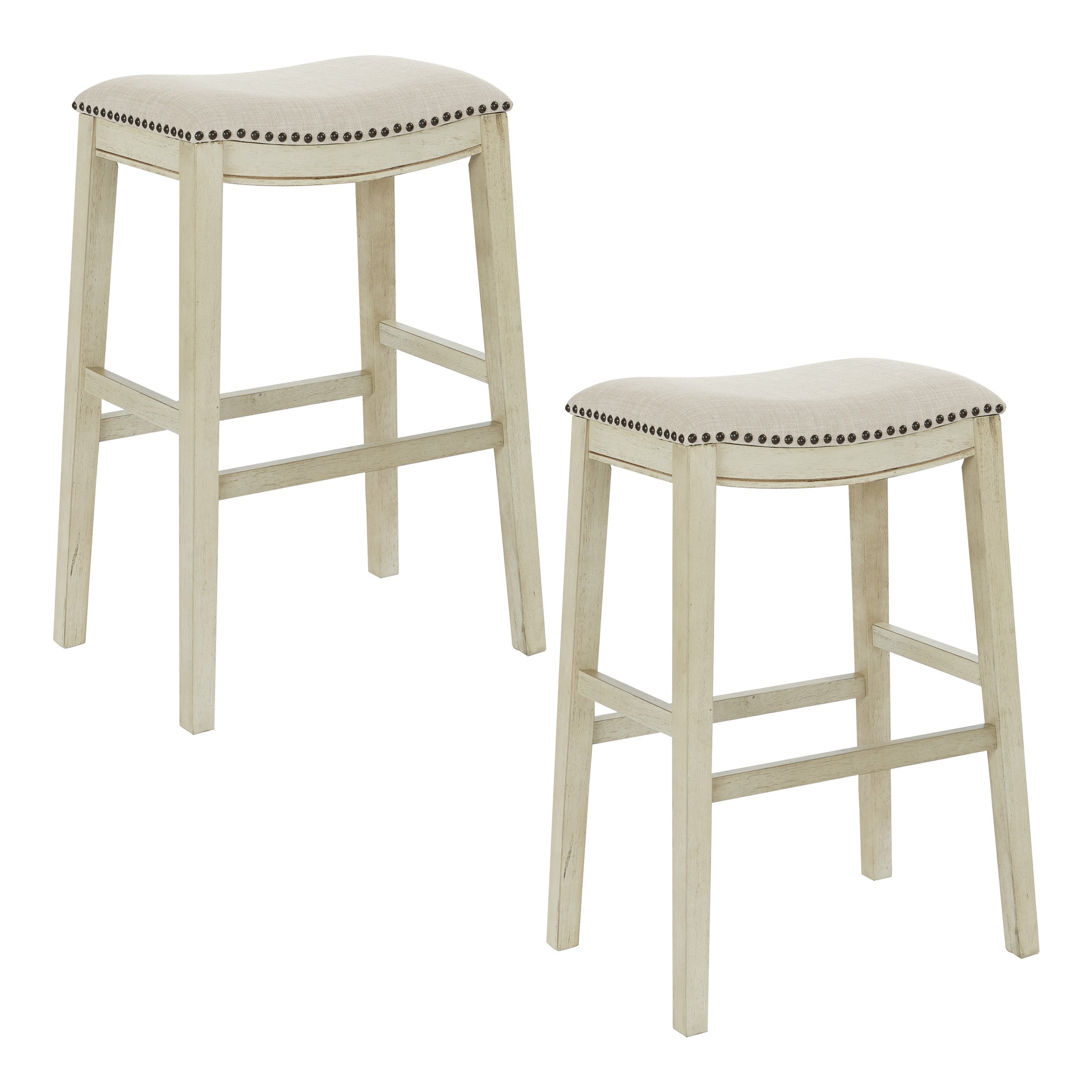 Saddle Stool 30" 2-Pack - Beige / Antique White