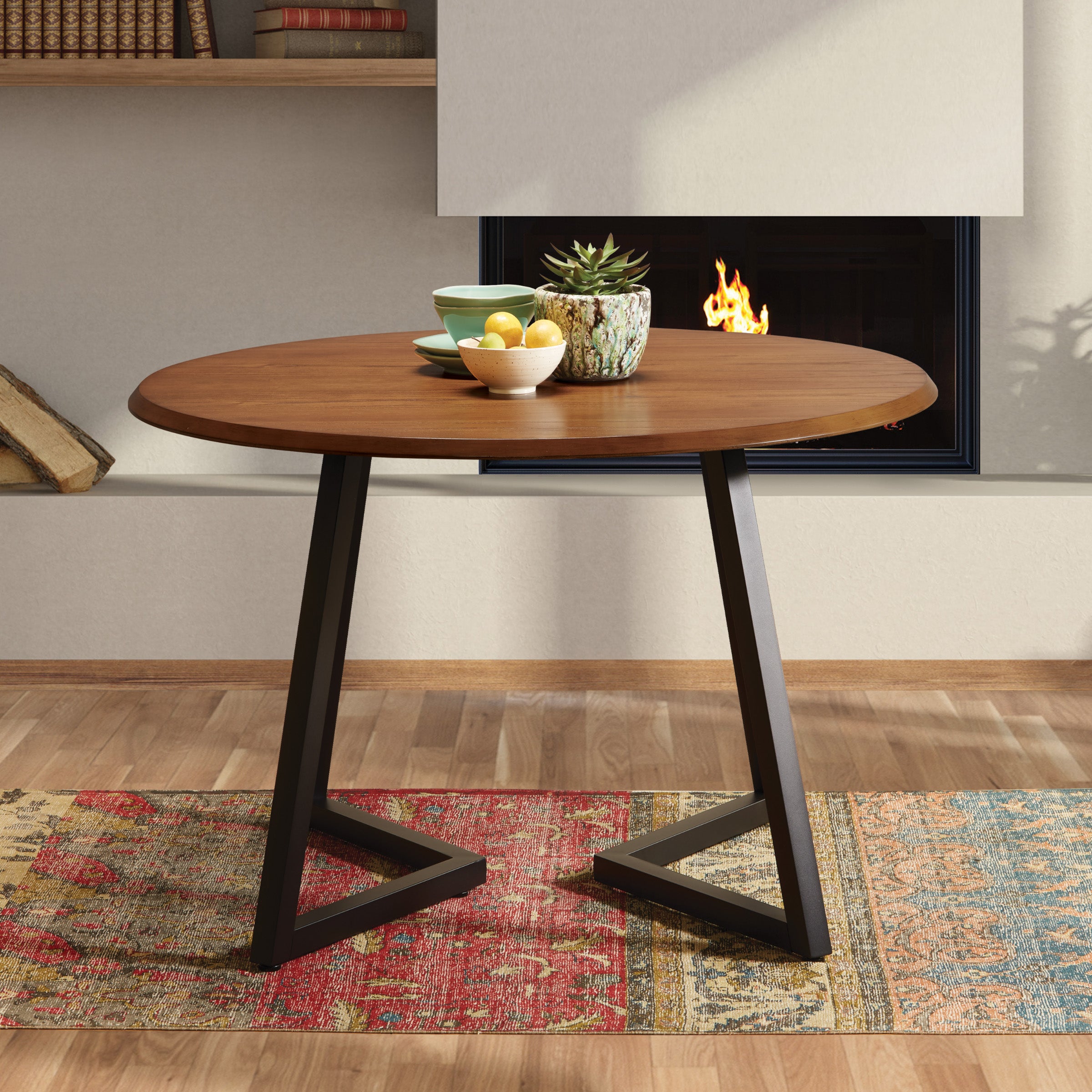 Metro Dining Table - Oak Veneer/Black
