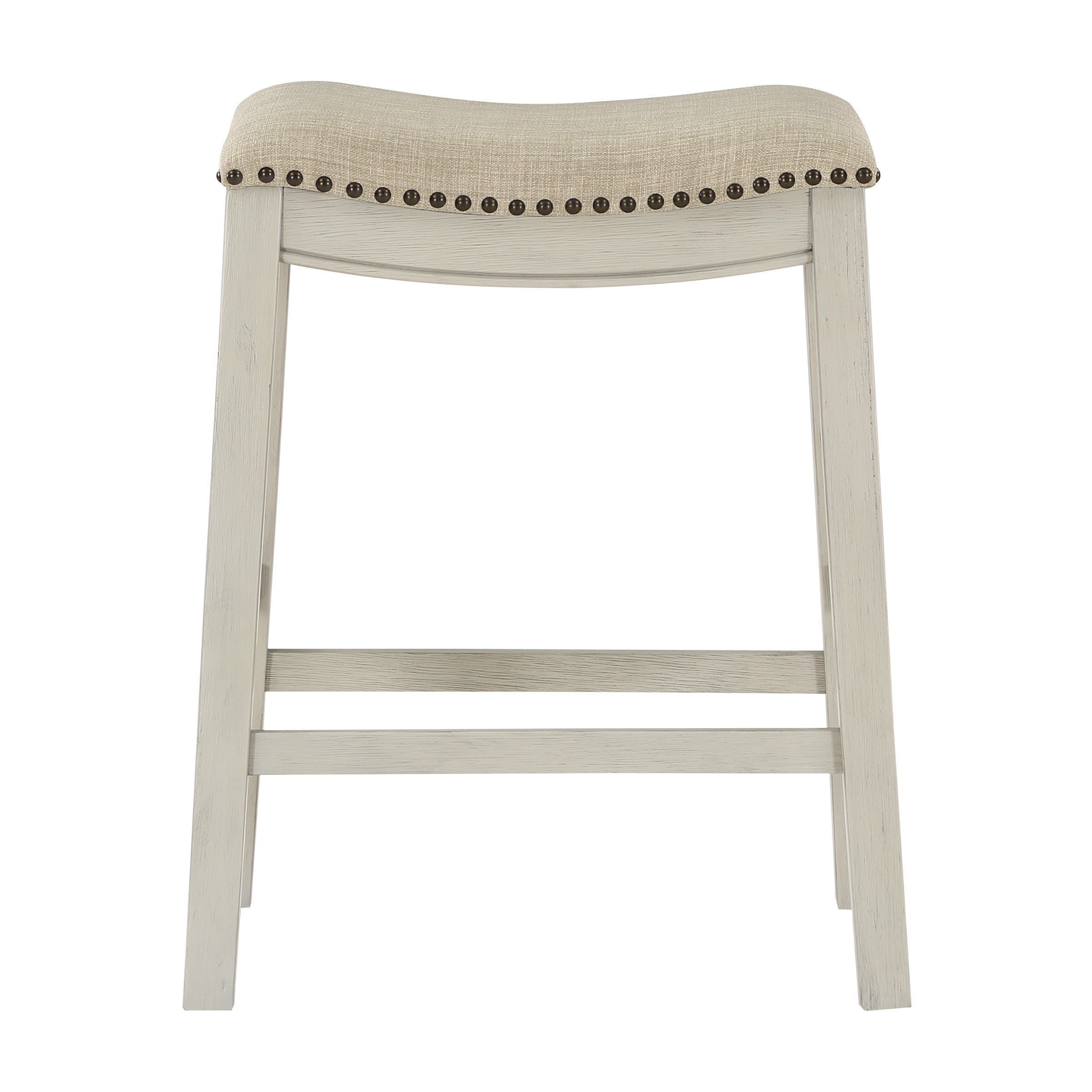 24" Saddle Stool 2-Pack - Beige/White Washed