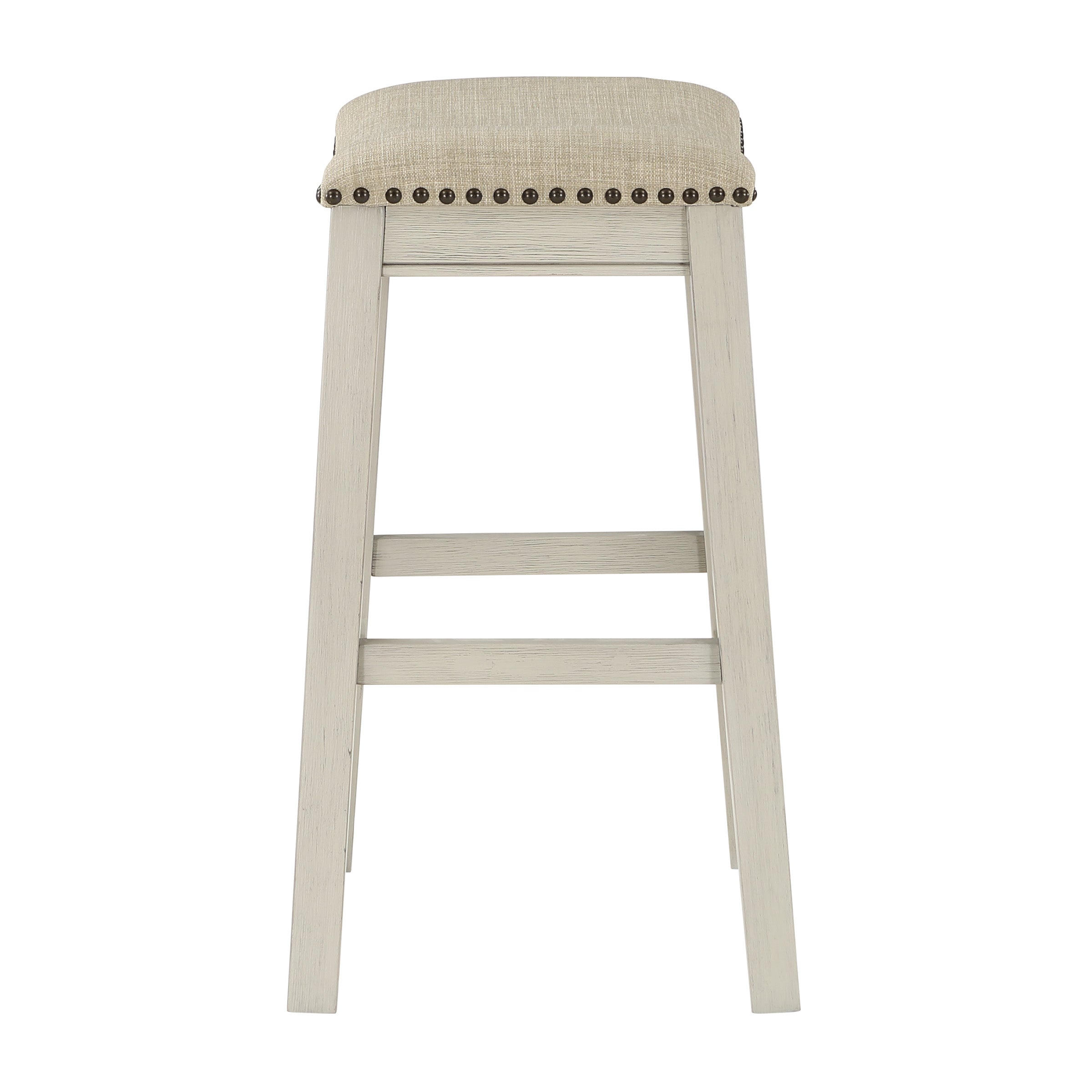 24" Saddle Stool 2-Pack - Beige/White Washed