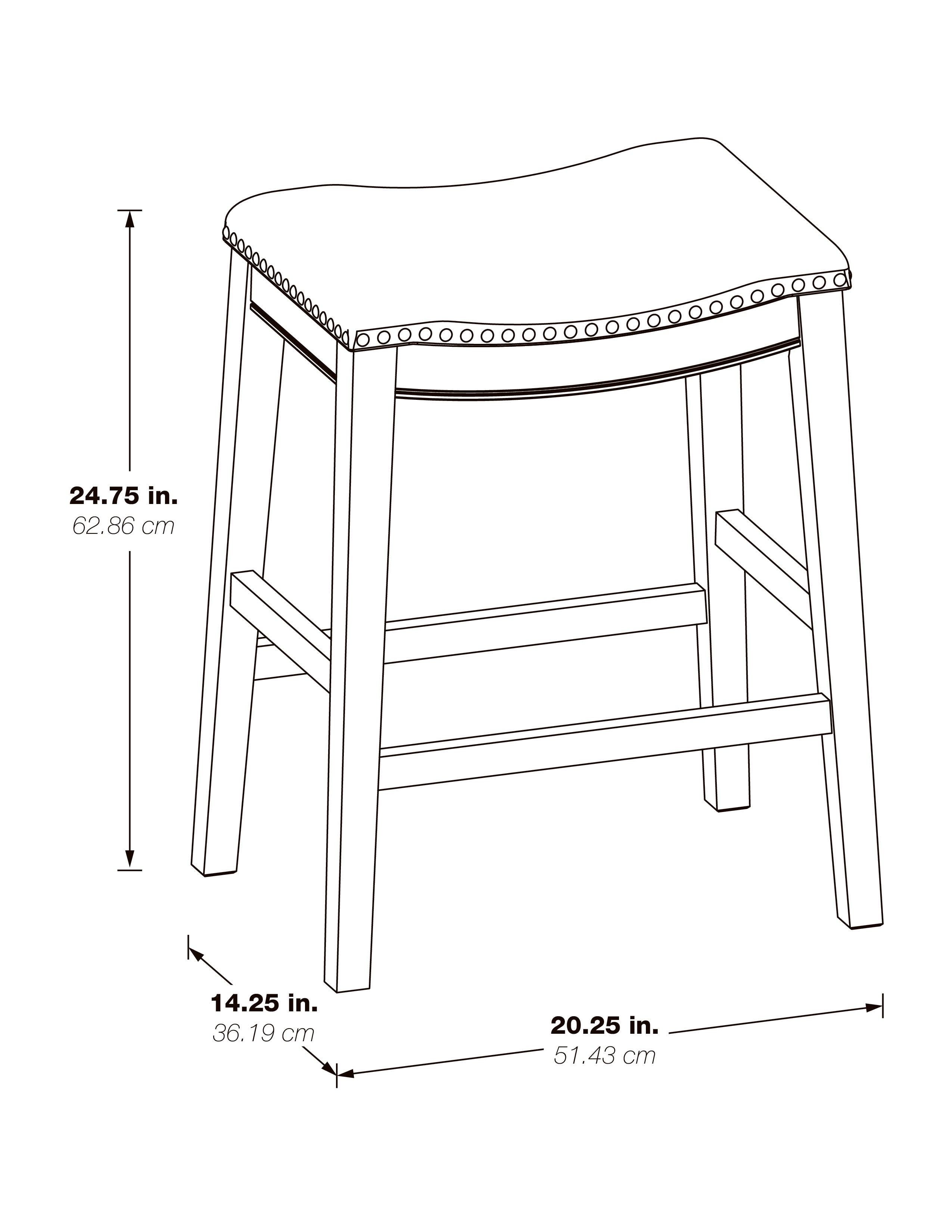 24" Saddle Stool 2-Pack - Damask Navy / White Washed