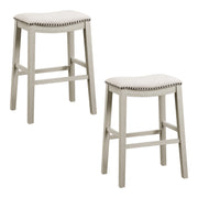29" Saddle Stool 2-Pack - Linen / White Washed