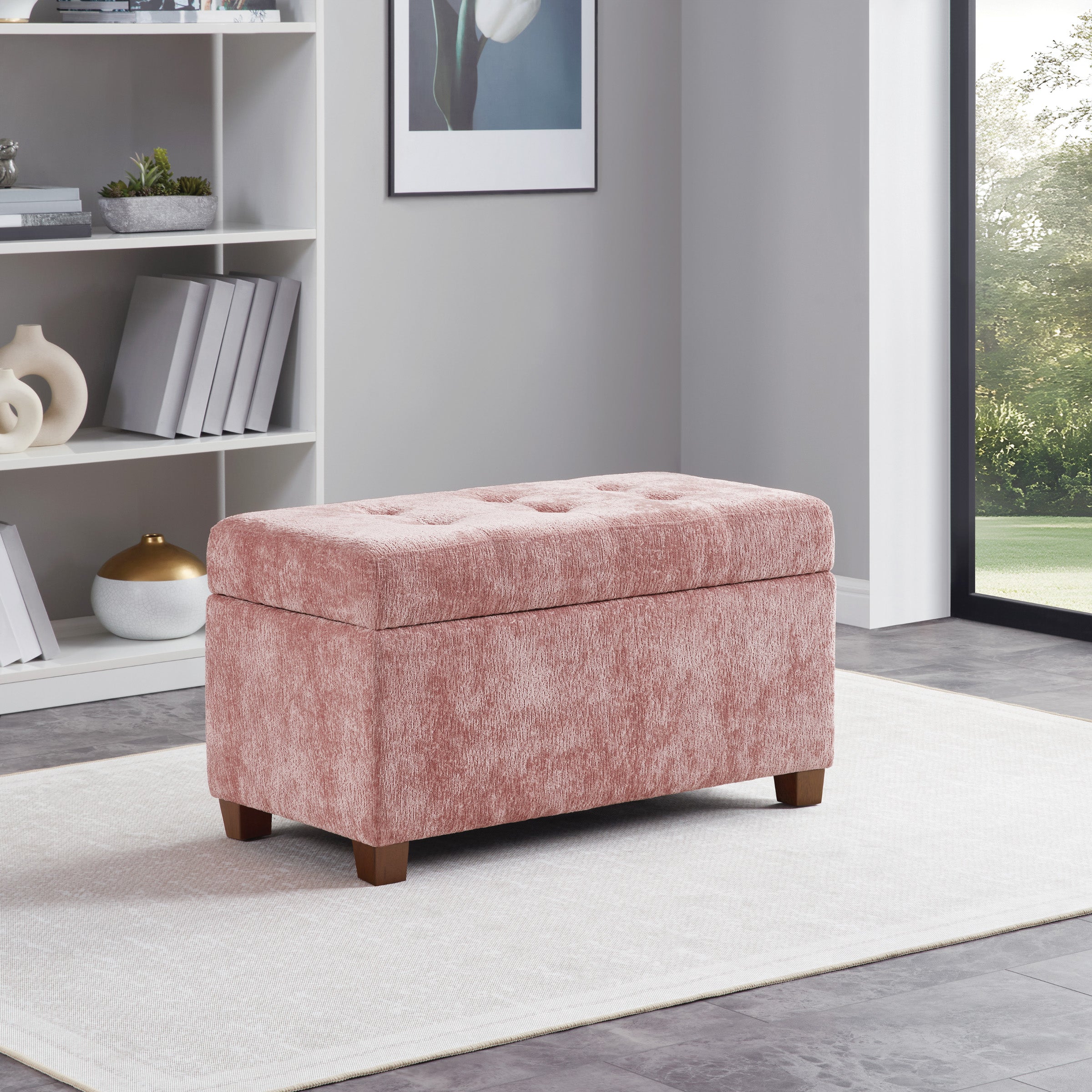 Storage Ottoman - Dusty Rose