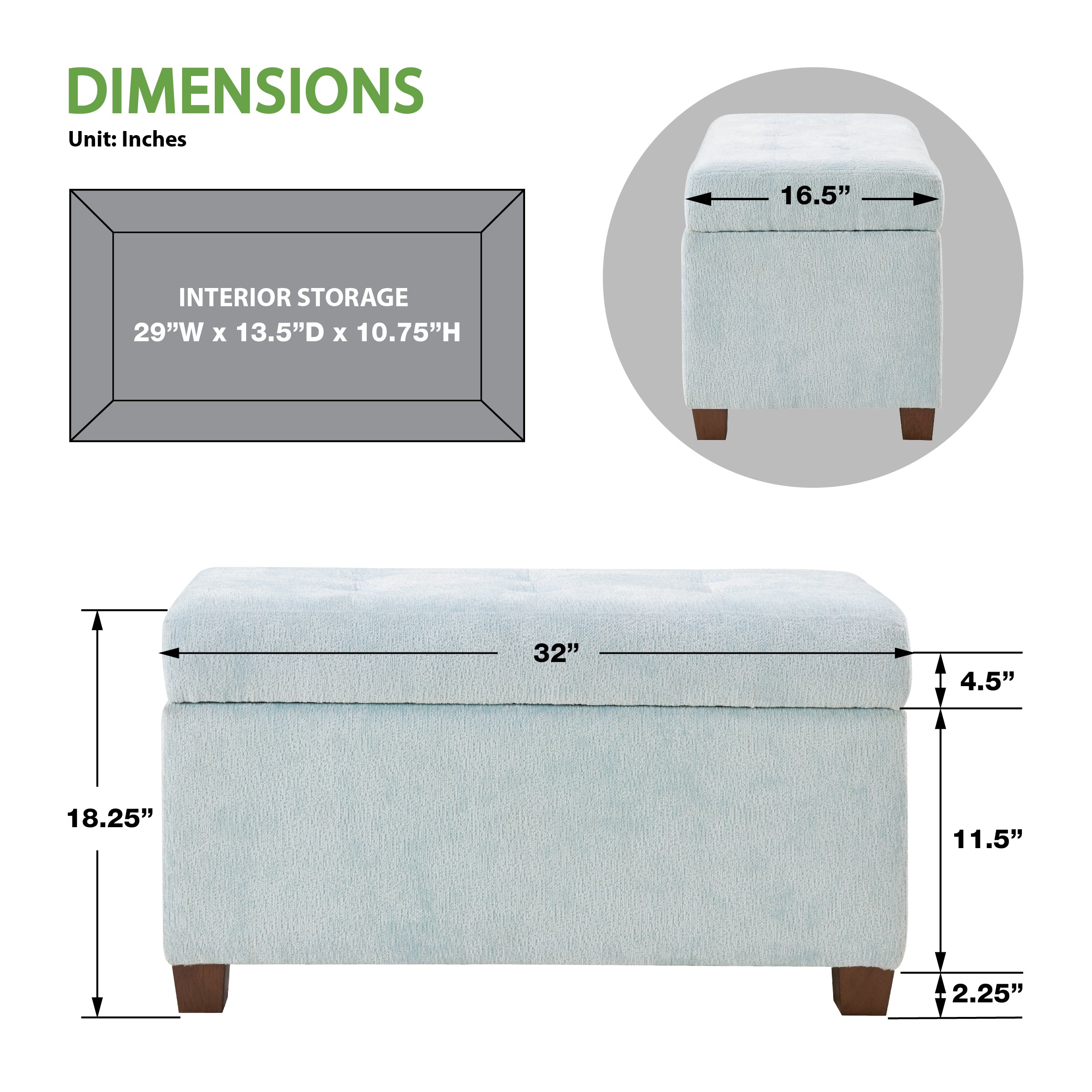 Storage Ottoman - Sky