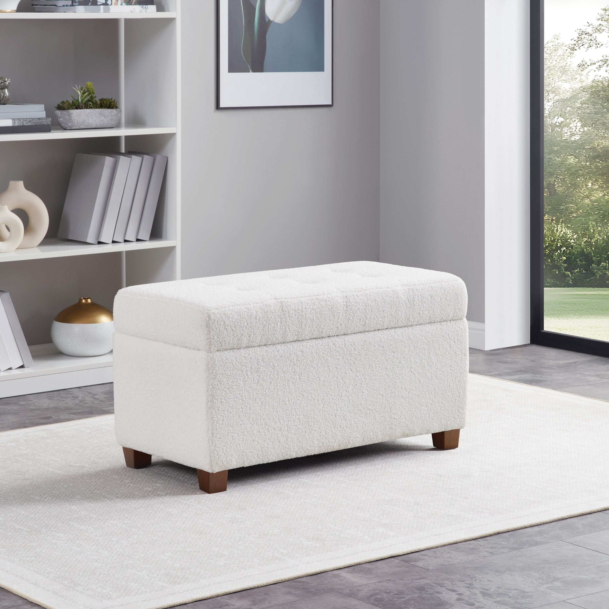 Storage Ottoman - Ivory Sherpa