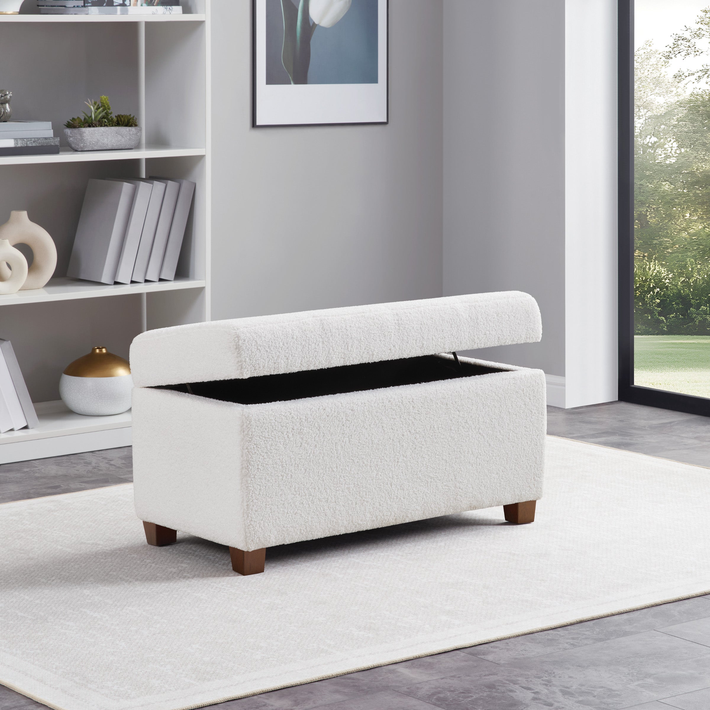 Storage Ottoman - Ivory Sherpa