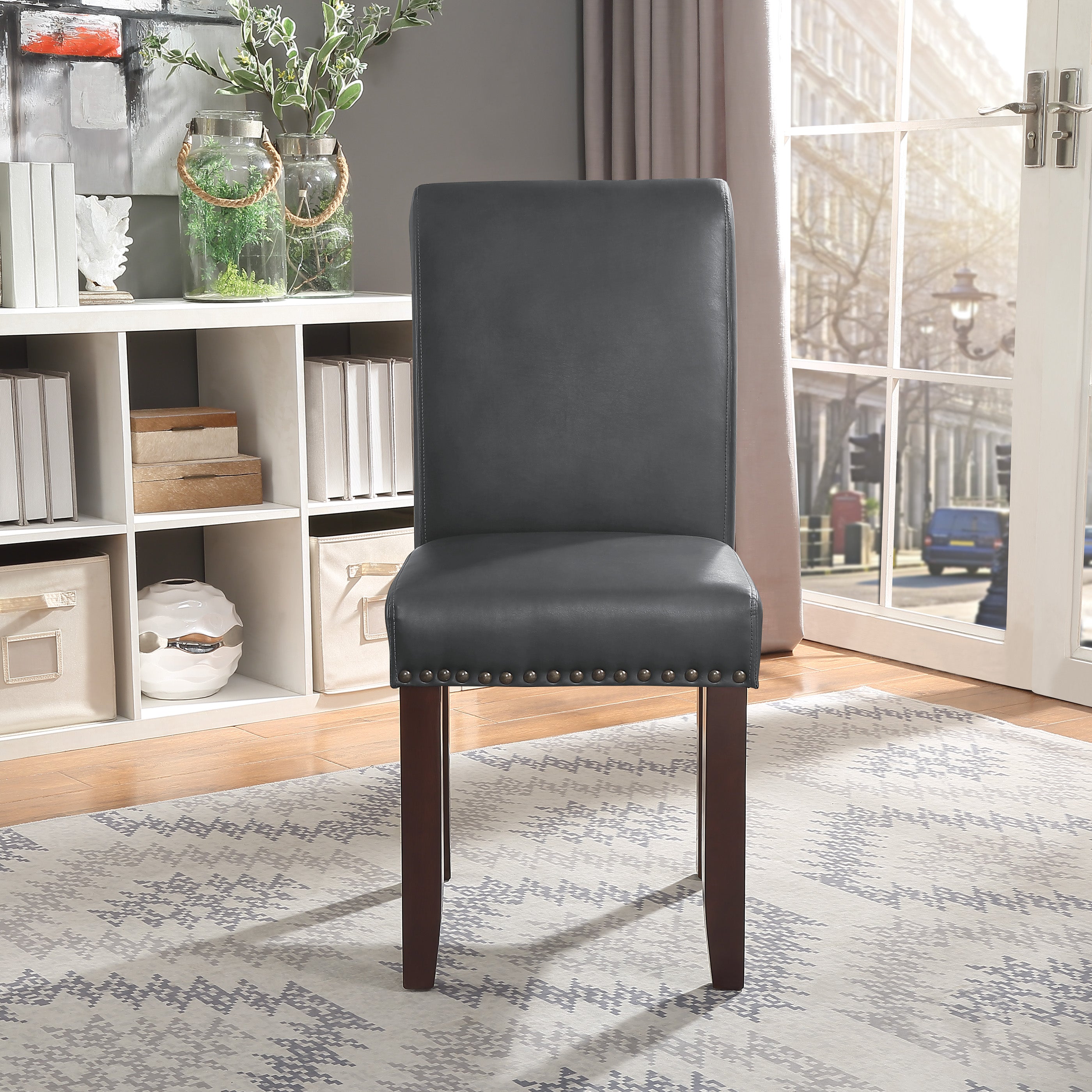 Parsons Dining Chair - Pewter Faux Leather