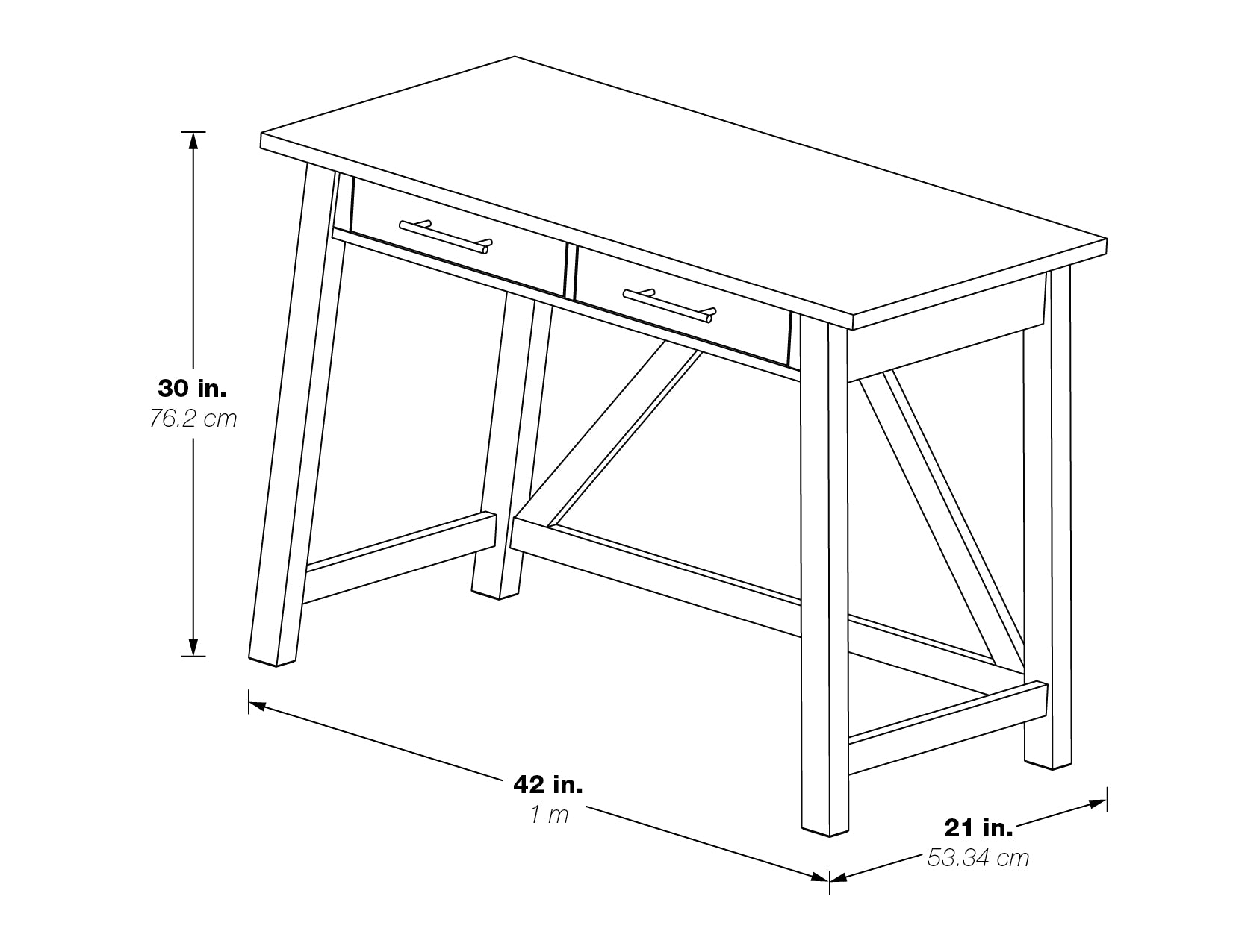 Milford Rustic Writing Desk - Antique White