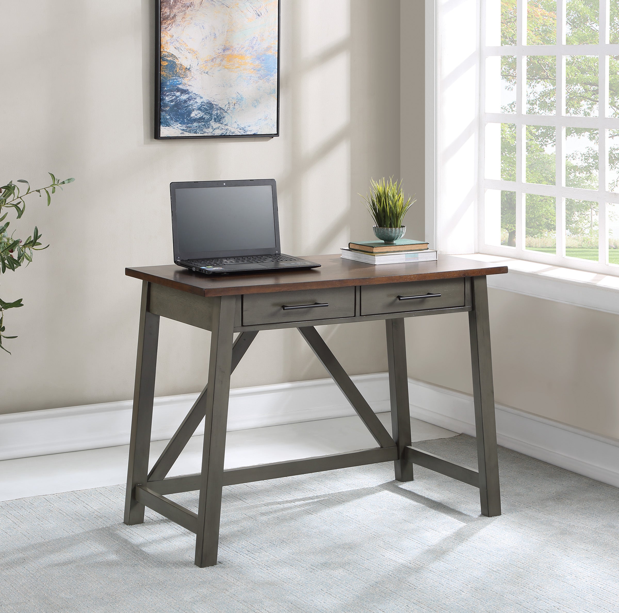 Milford Rustic Writing Desk - Slate Grey