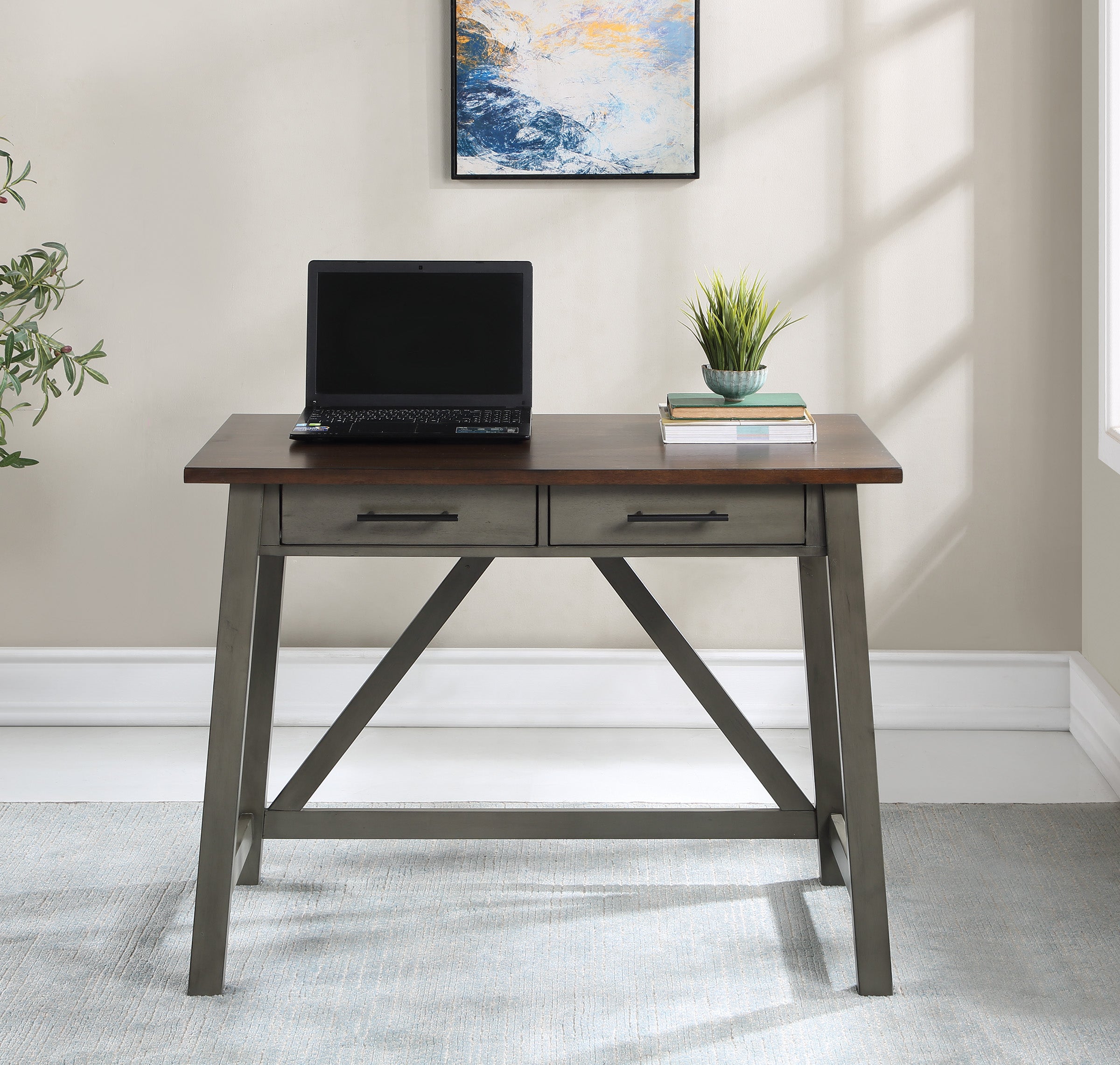 Milford Rustic Writing Desk - Slate Grey