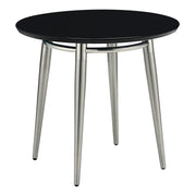 Brooklyn Round Top End Table - Black/Brushed Nickel