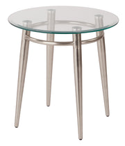 Brooklyn Round Top End Table - Glass/Brushed Nickel