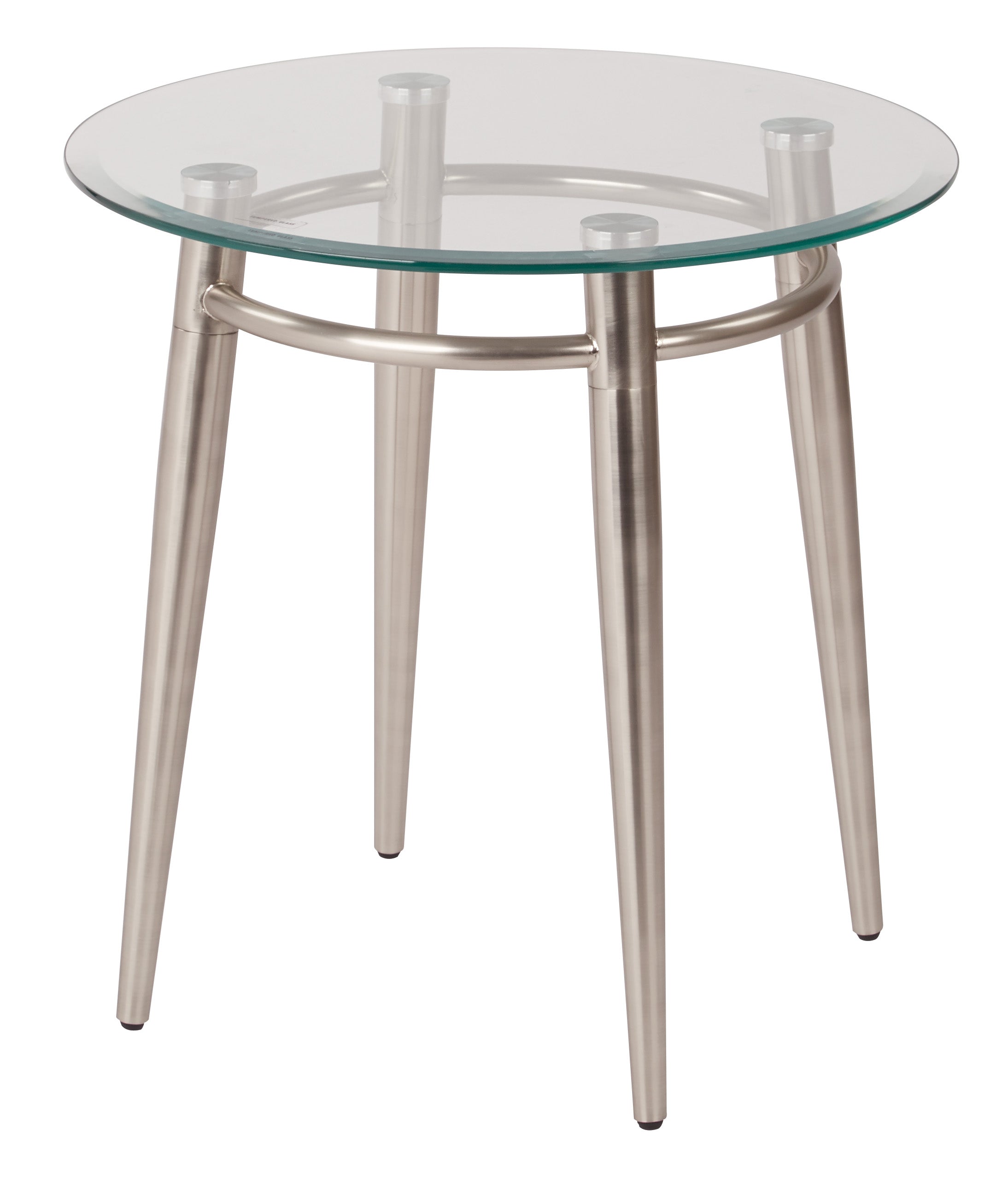 Brooklyn Round Top End Table - Glass/Brushed Nickel