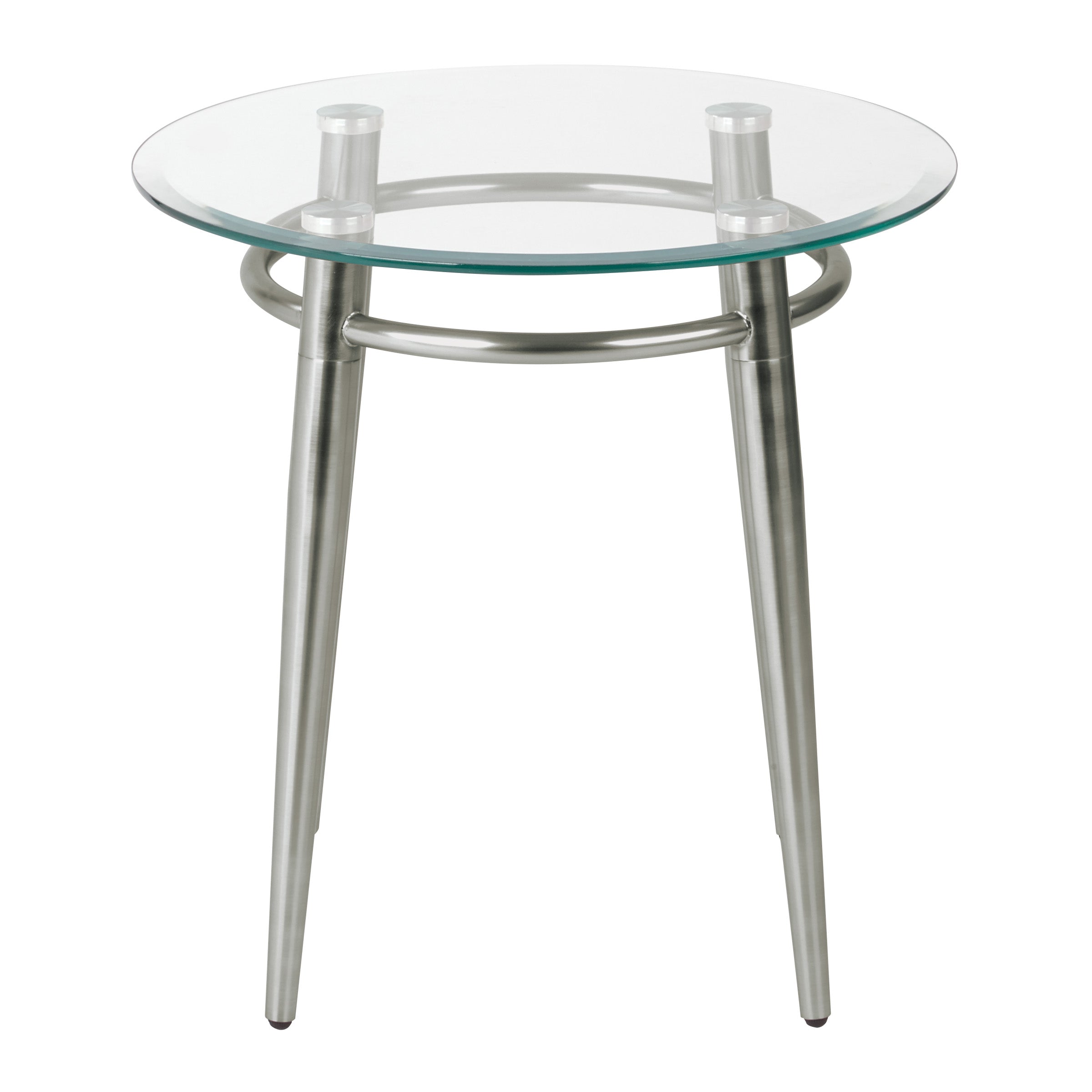 Brooklyn Round Top End Table - Glass/Brushed Nickel
