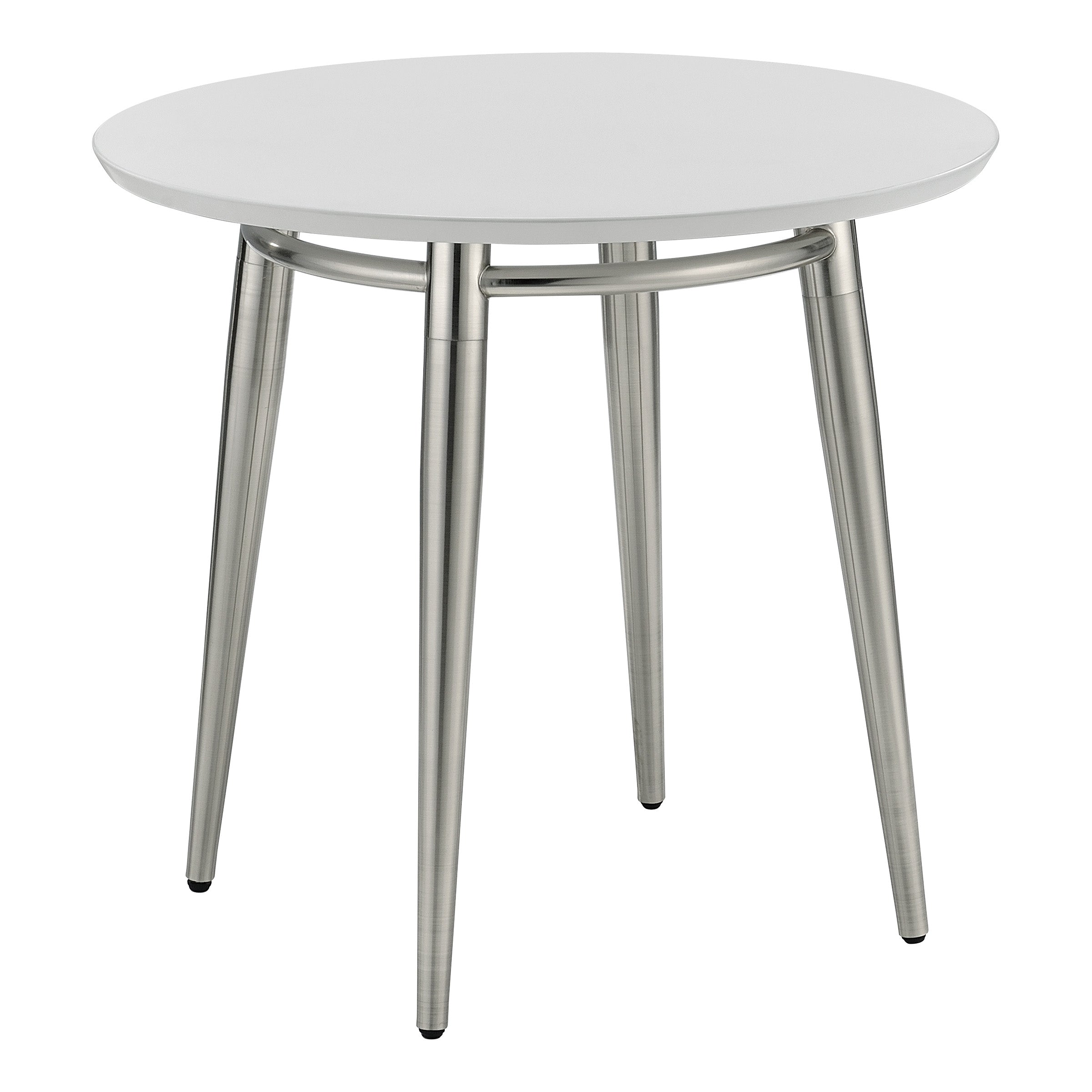 Brooklyn Round Top End Table - White/Brushed Nickel