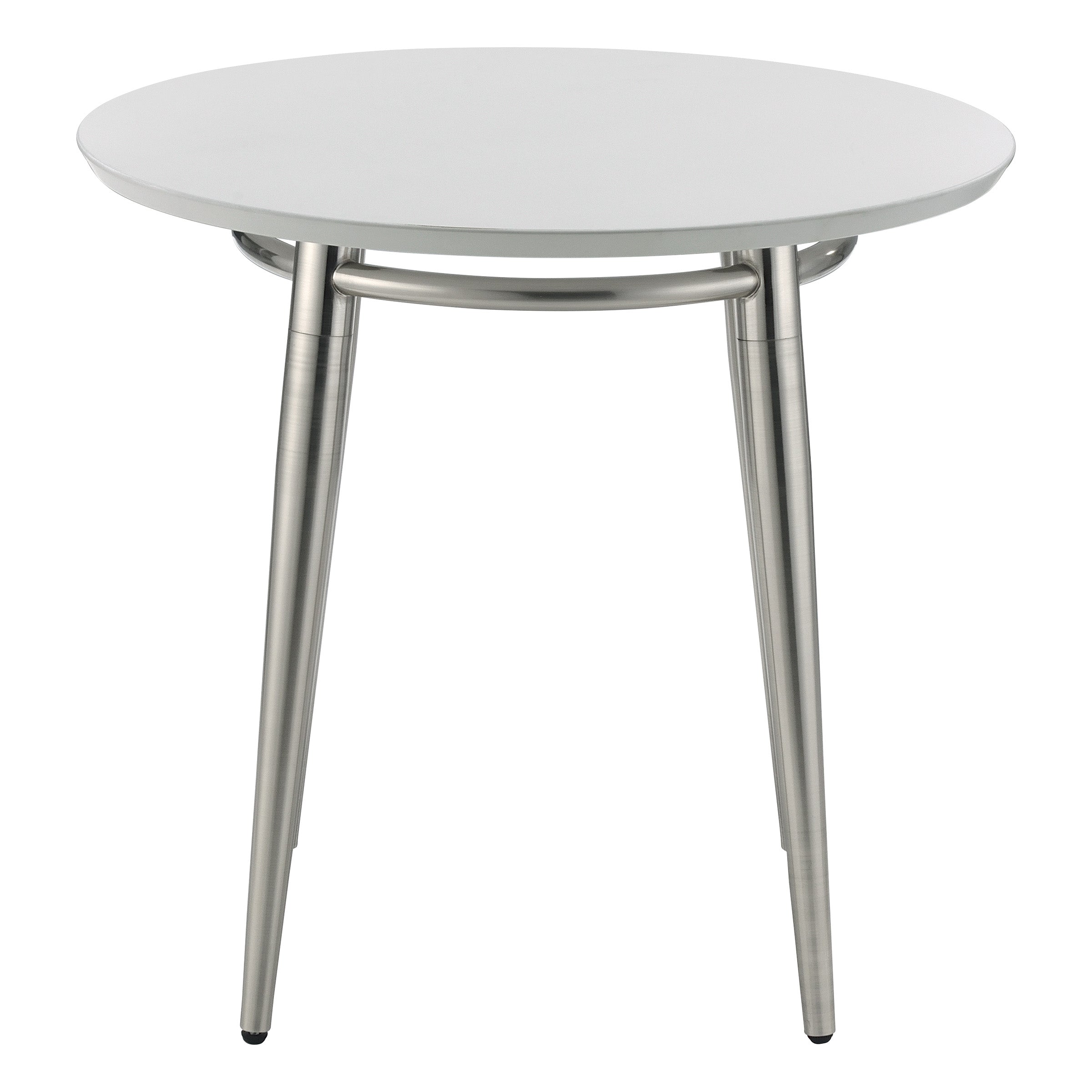 Brooklyn Round Top End Table - White/Brushed Nickel