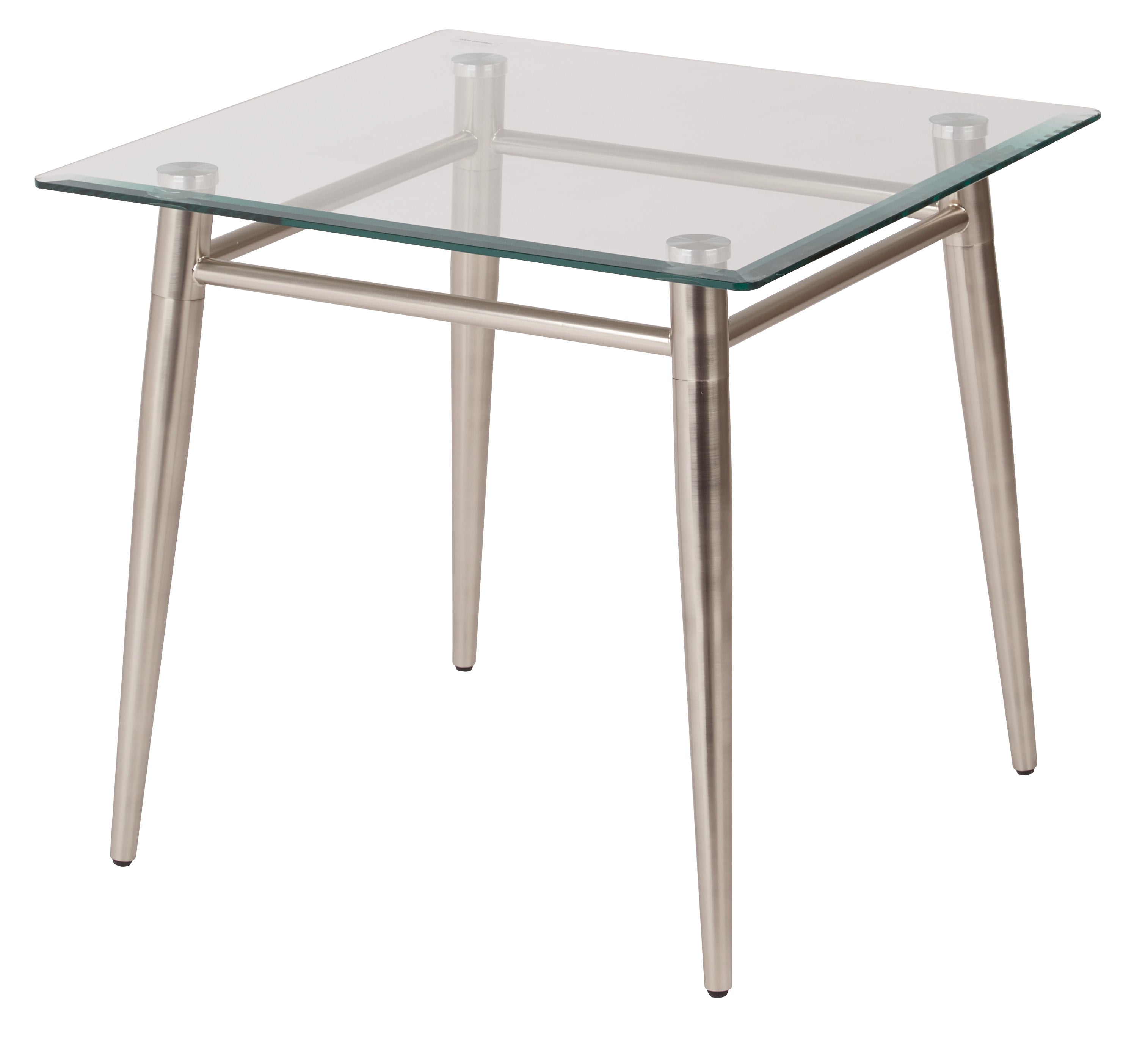 Brooklyn Square Top End Table - Glass/Brushed Nickel Finish