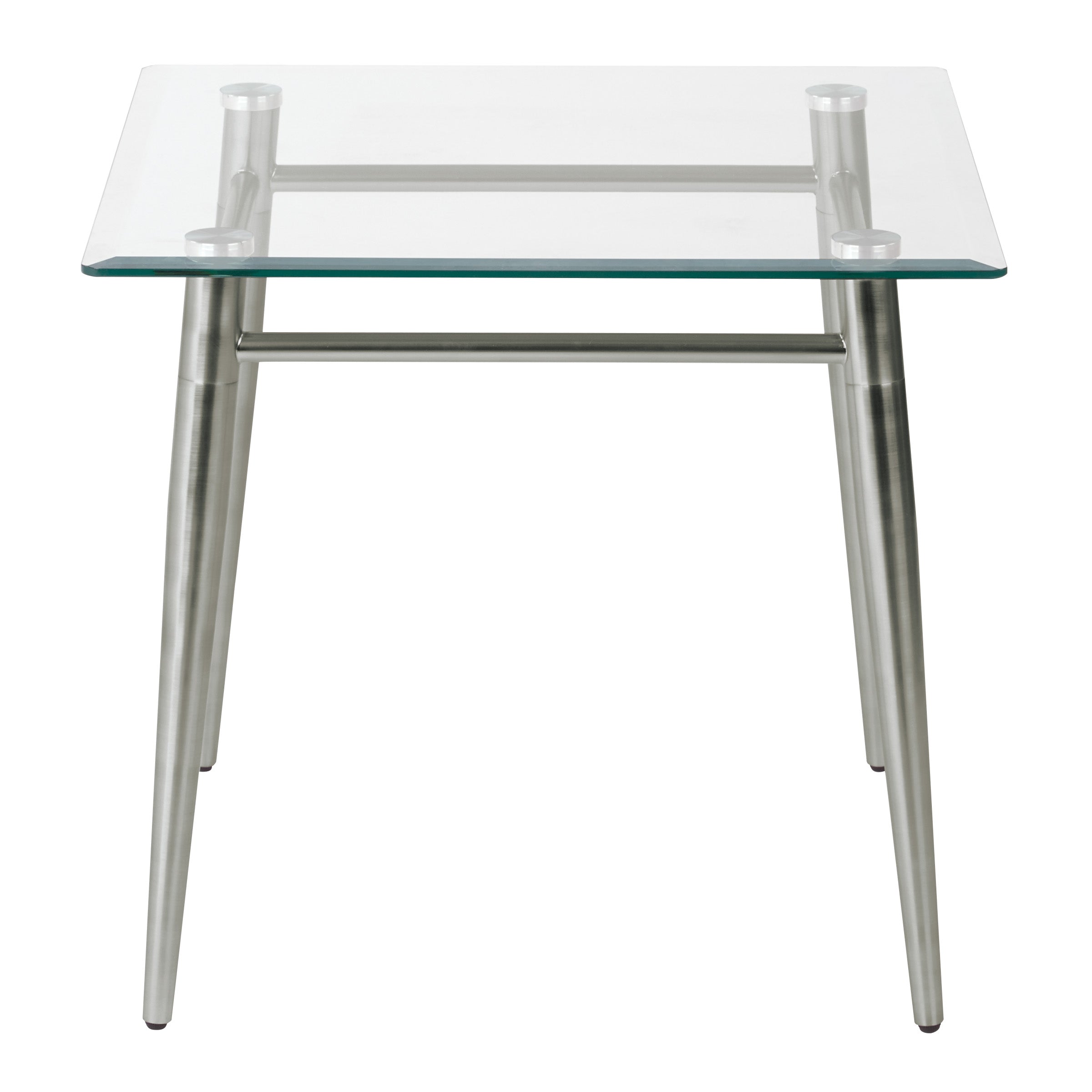 Brooklyn Square Top End Table - Glass/Brushed Nickel Finish