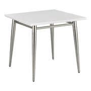 Brooklyn Square Top End Table - White/Brushed Nickel Finish