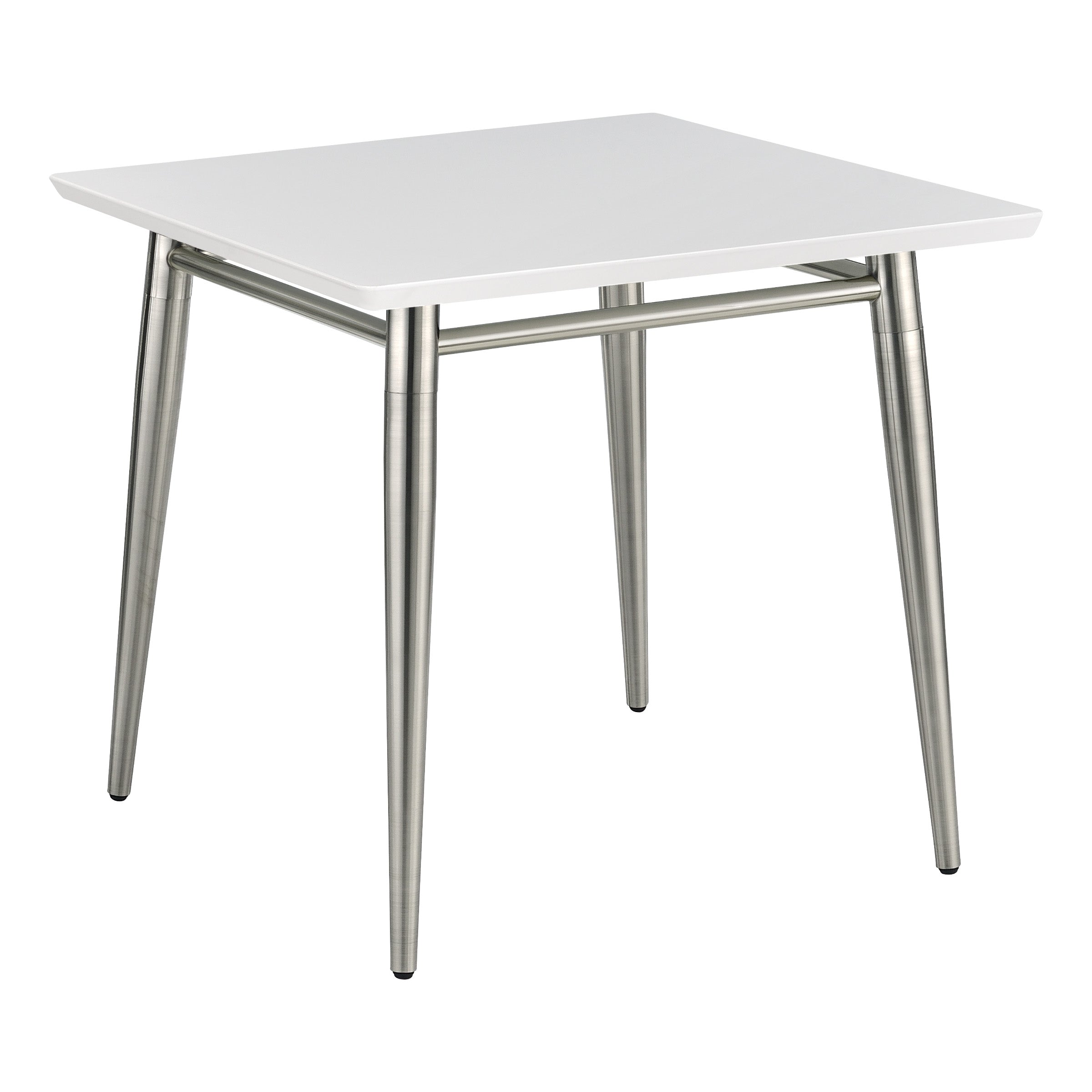 Brooklyn Square Top End Table - White/Brushed Nickel Finish
