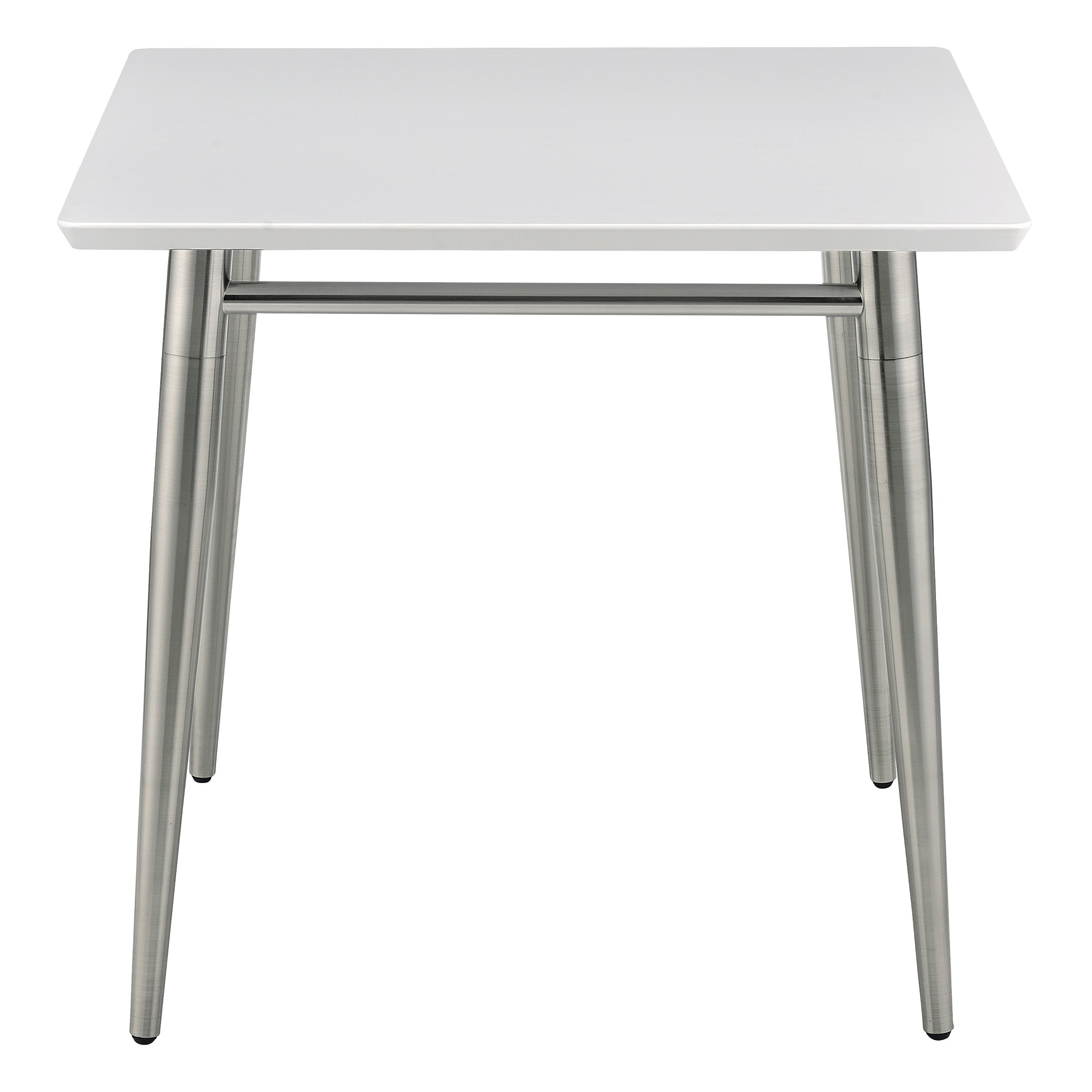 Brooklyn Square Top End Table - White/Brushed Nickel Finish