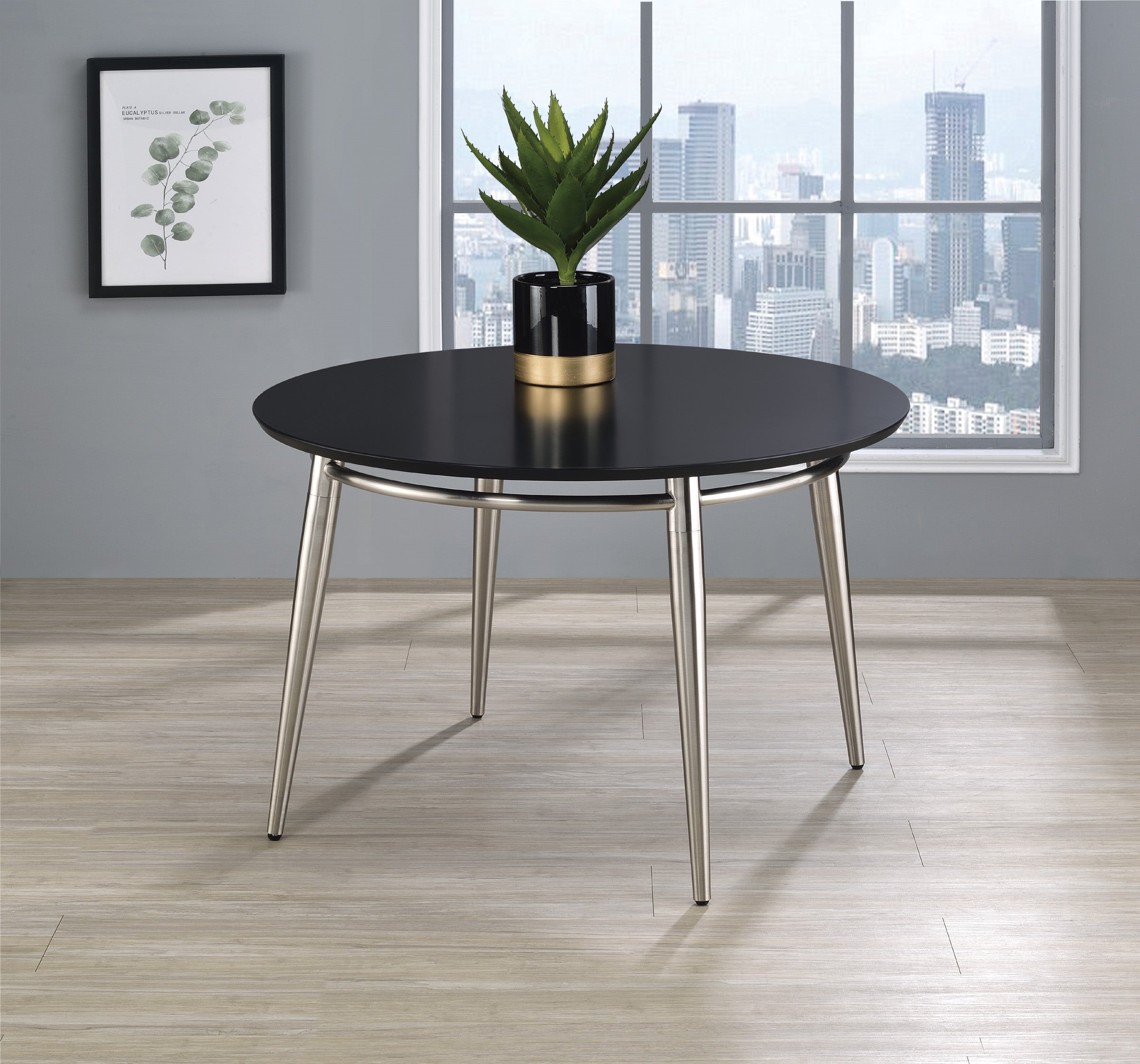 Brooklyn Round Top Coffee Table - Black / Brushed Nickel