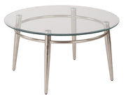 Brooklyn Round Top Coffee Table - Glass / Brushed Nickel