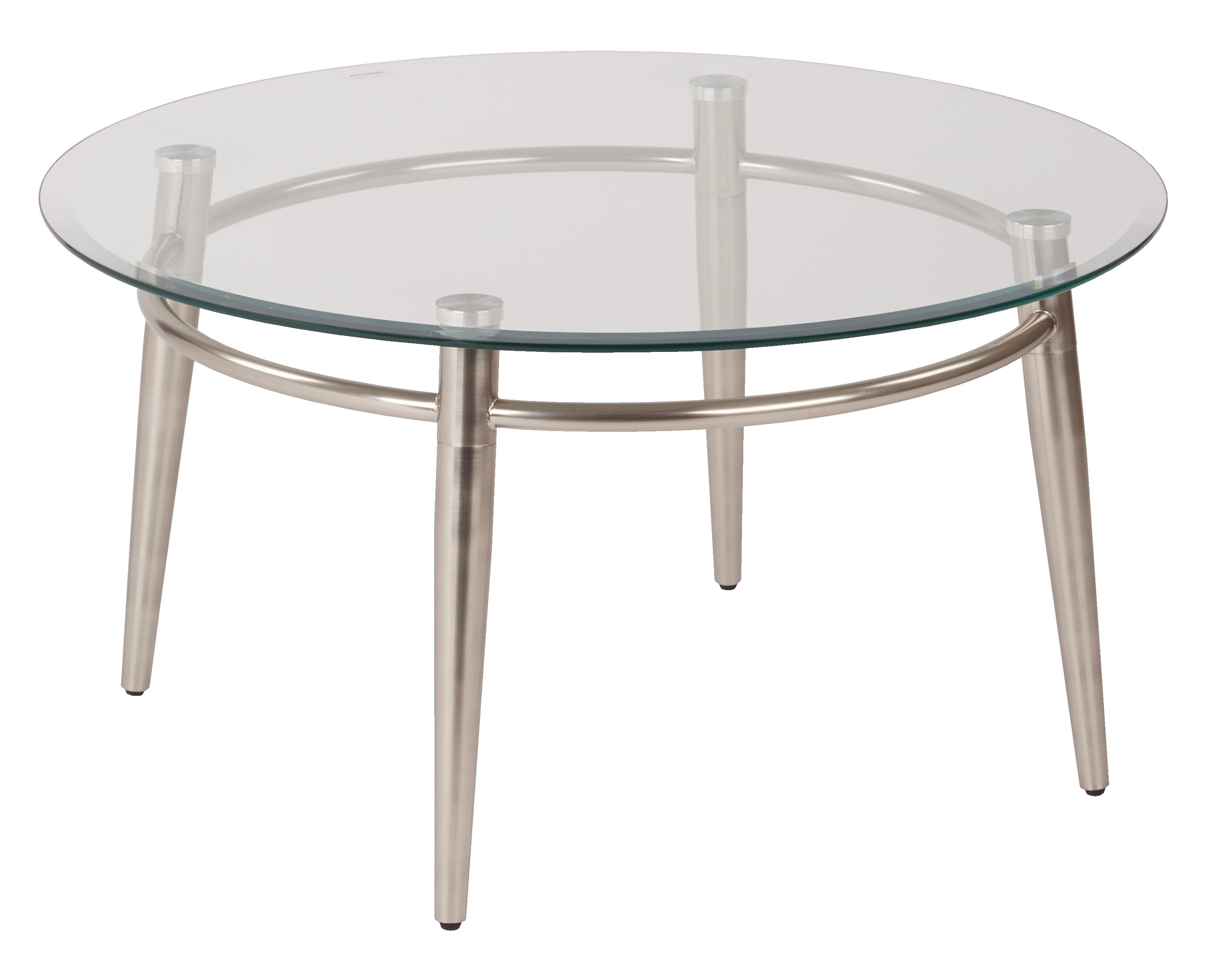 Brooklyn Round Top Coffee Table - Glass / Brushed Nickel
