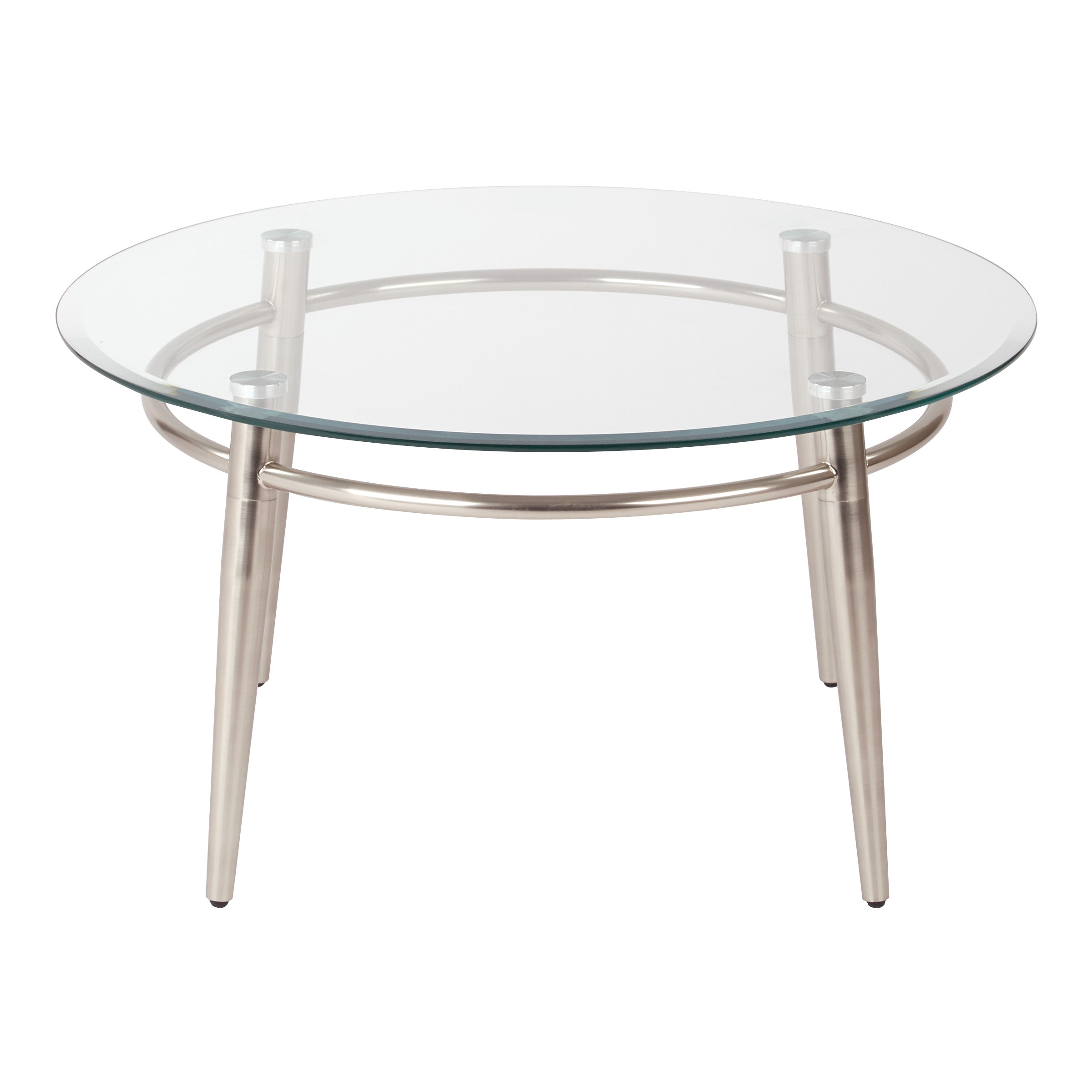 Brooklyn Round Top Coffee Table - Glass / Brushed Nickel
