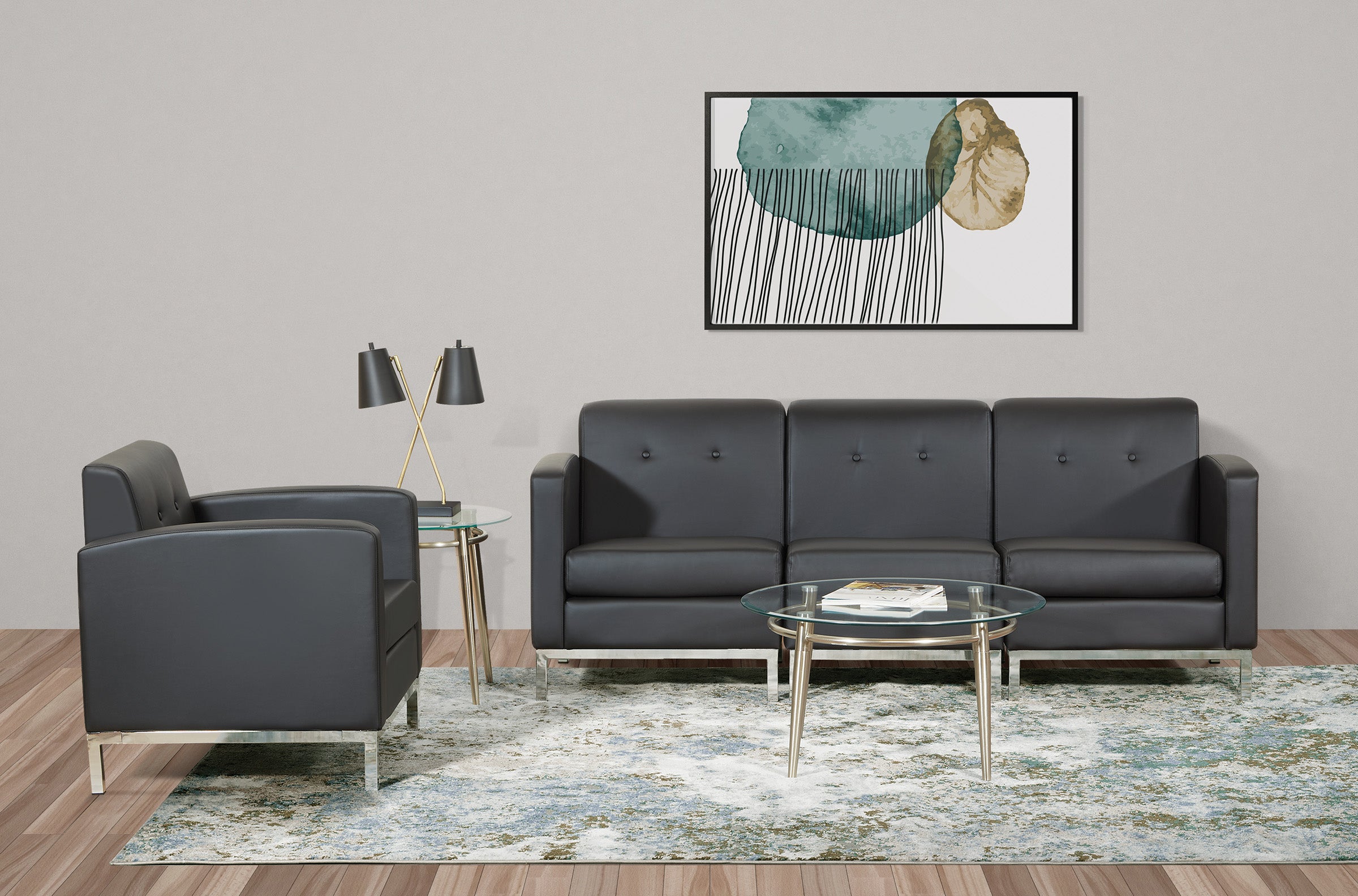 Brooklyn Round Top Coffee Table - Glass / Brushed Nickel